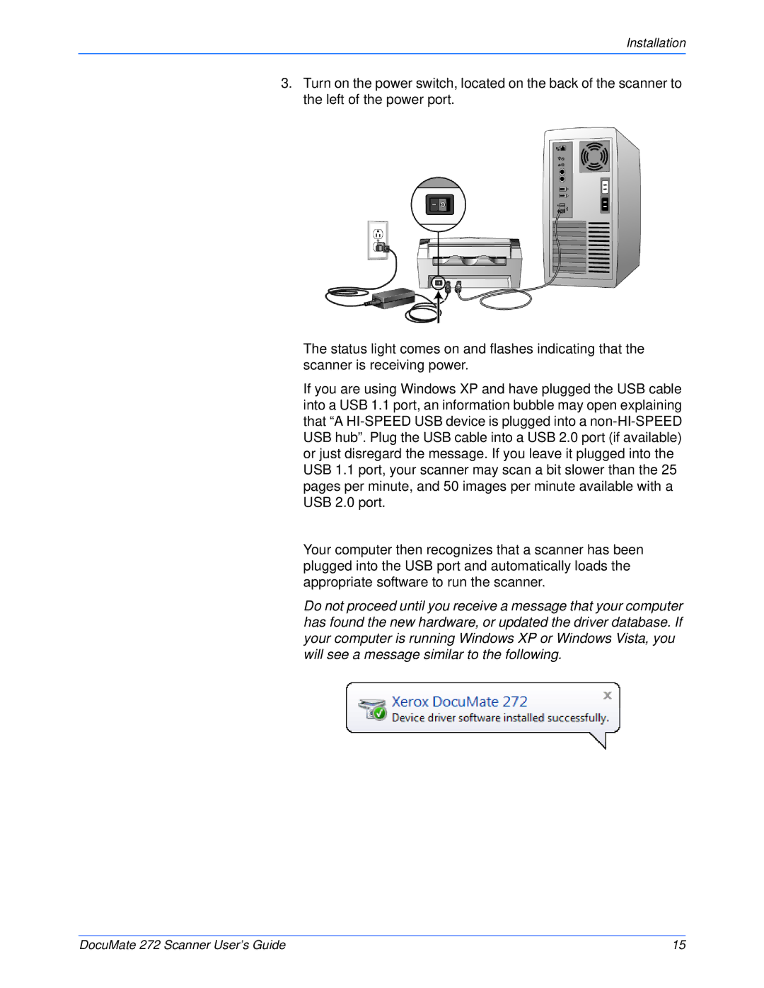 Xerox 272 manual Installation 