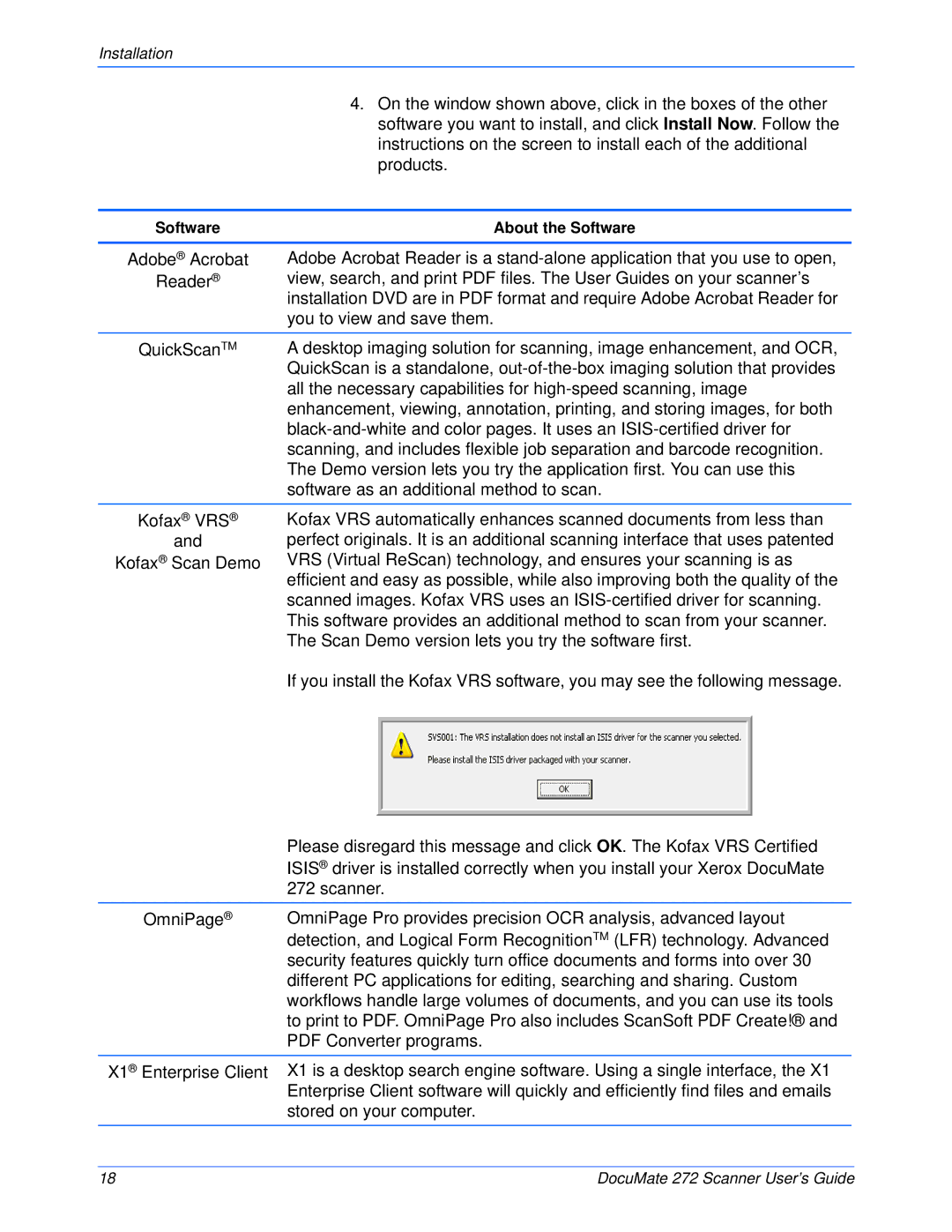 Xerox 272 manual OmniPage 