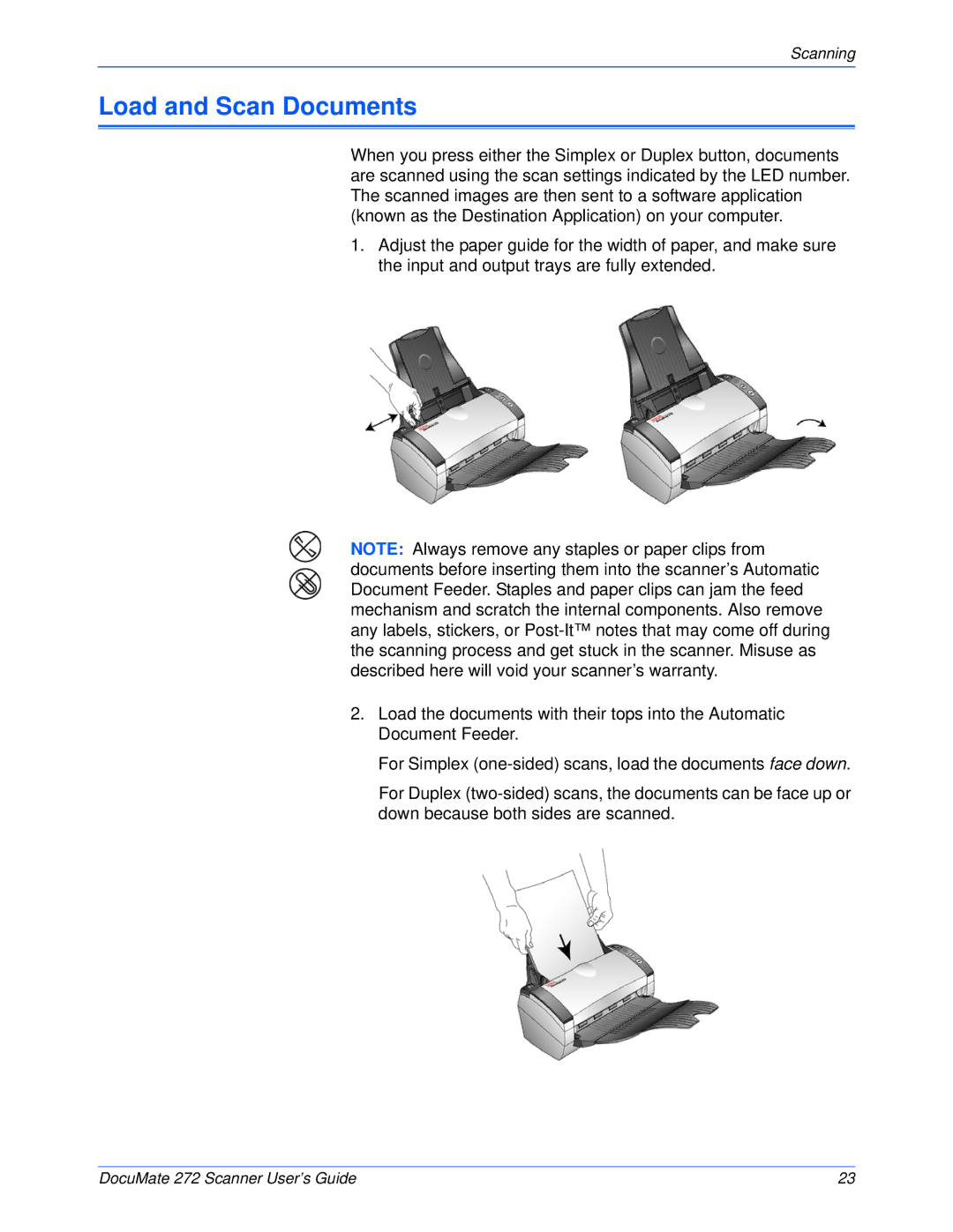 Xerox 272 manual Load and Scan Documents 