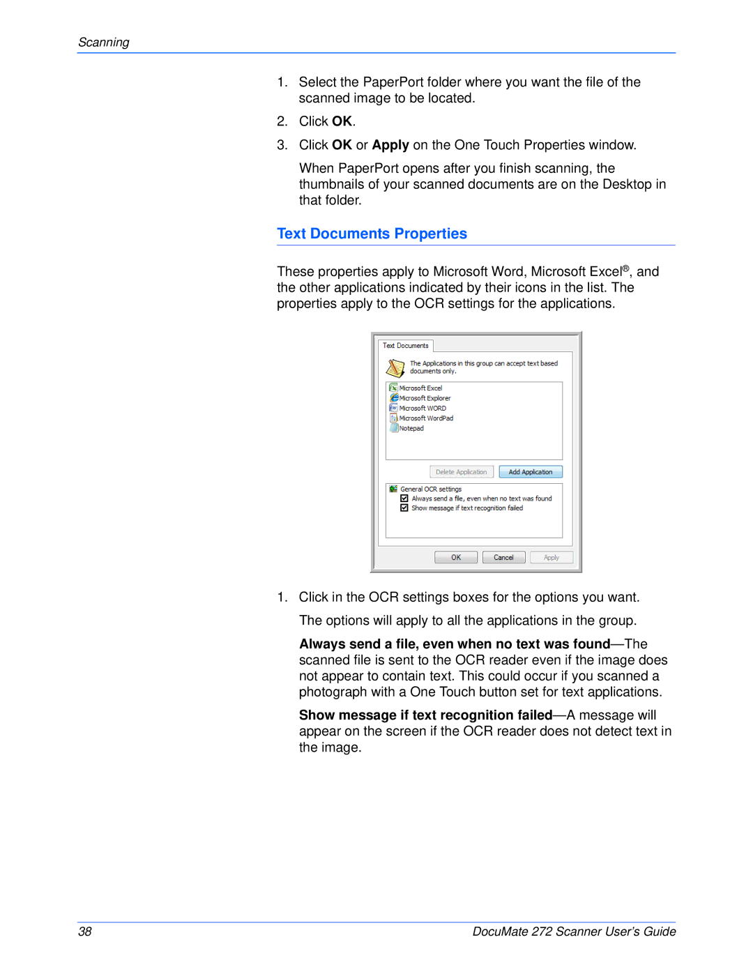 Xerox 272 manual Text Documents Properties 