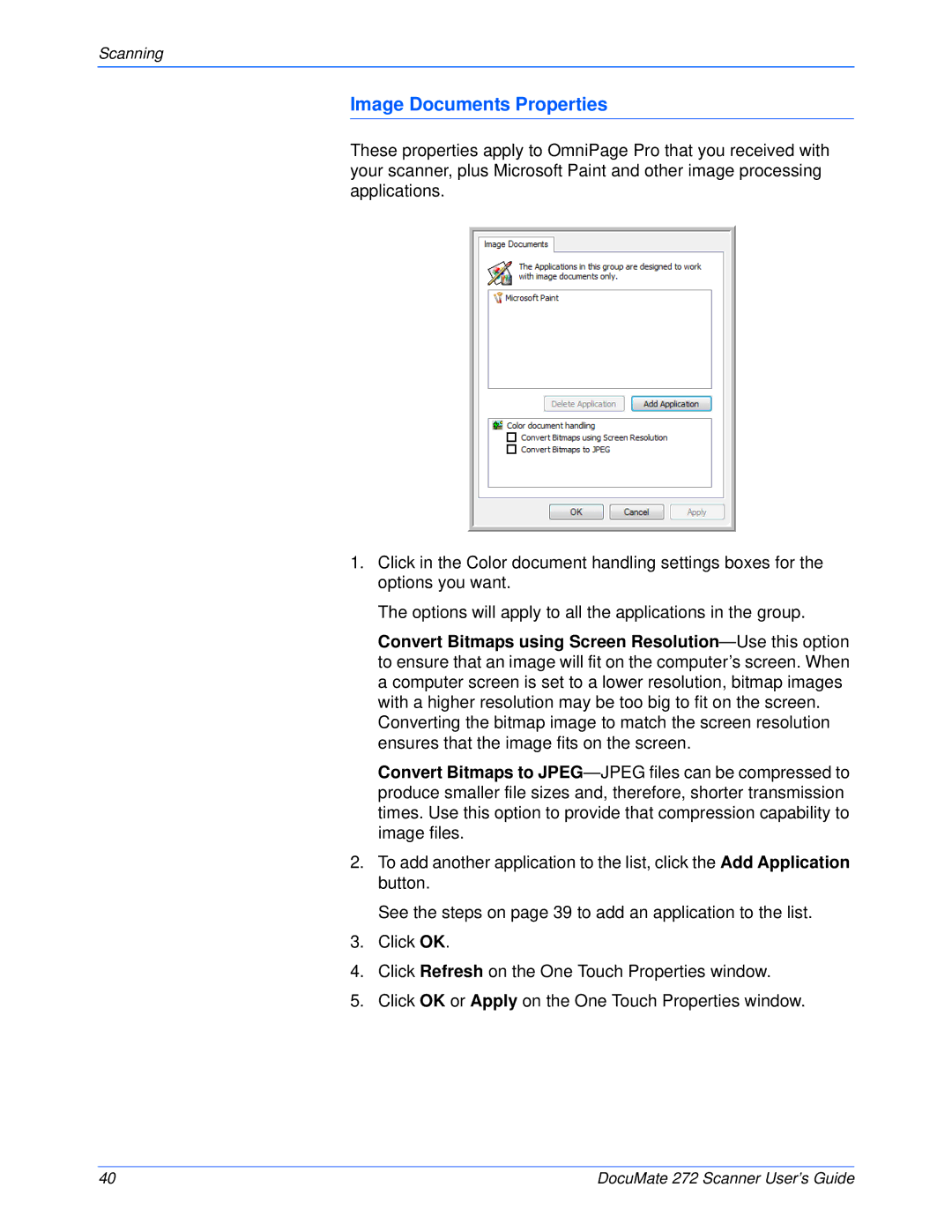 Xerox 272 manual Image Documents Properties 