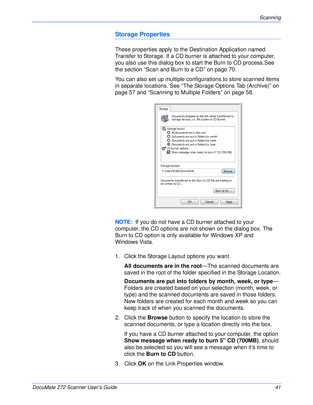 Xerox 272 manual Storage Properties 