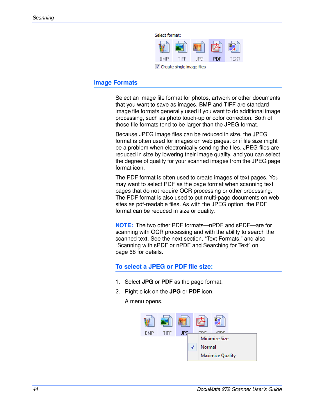 Xerox 272 manual Image Formats 