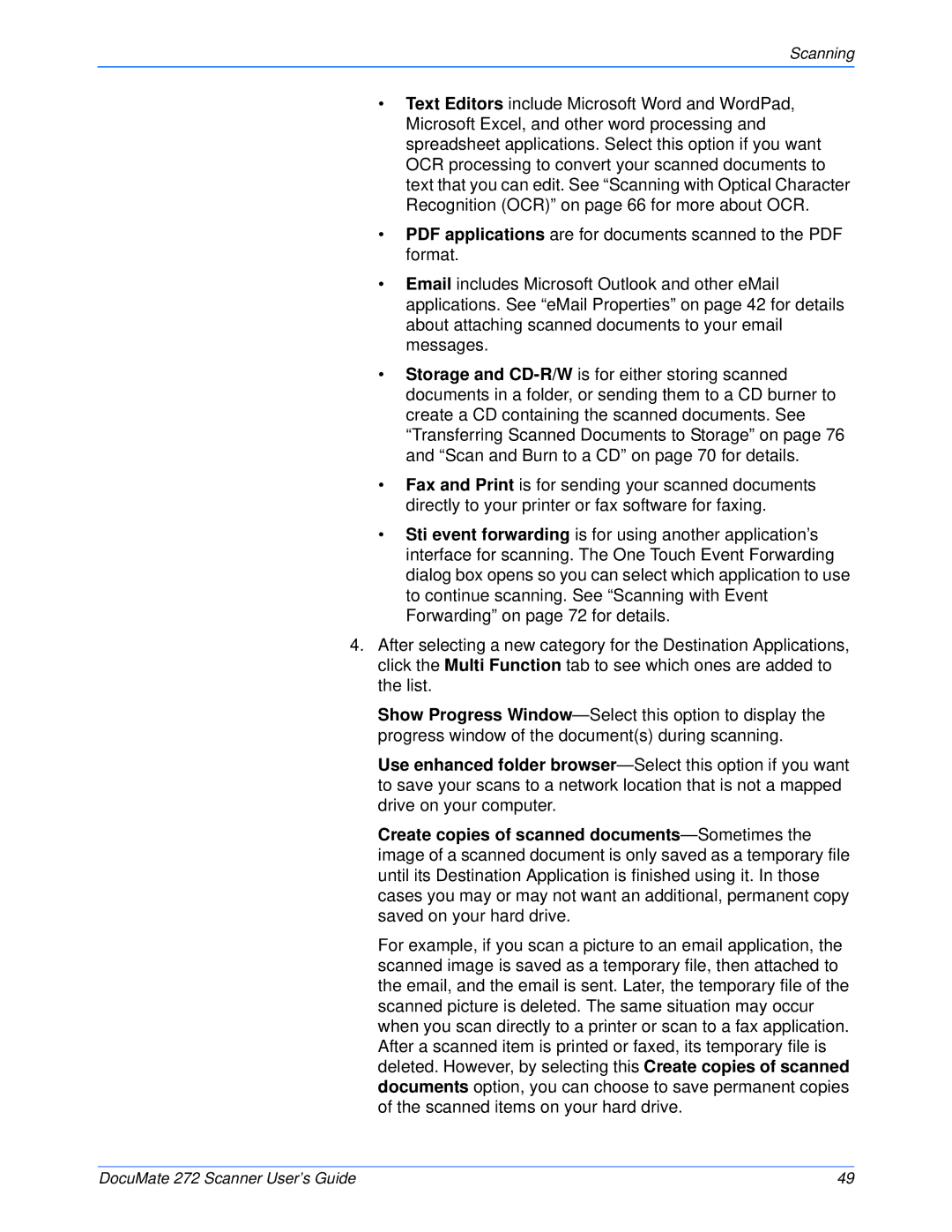 Xerox 272 manual Scanning 