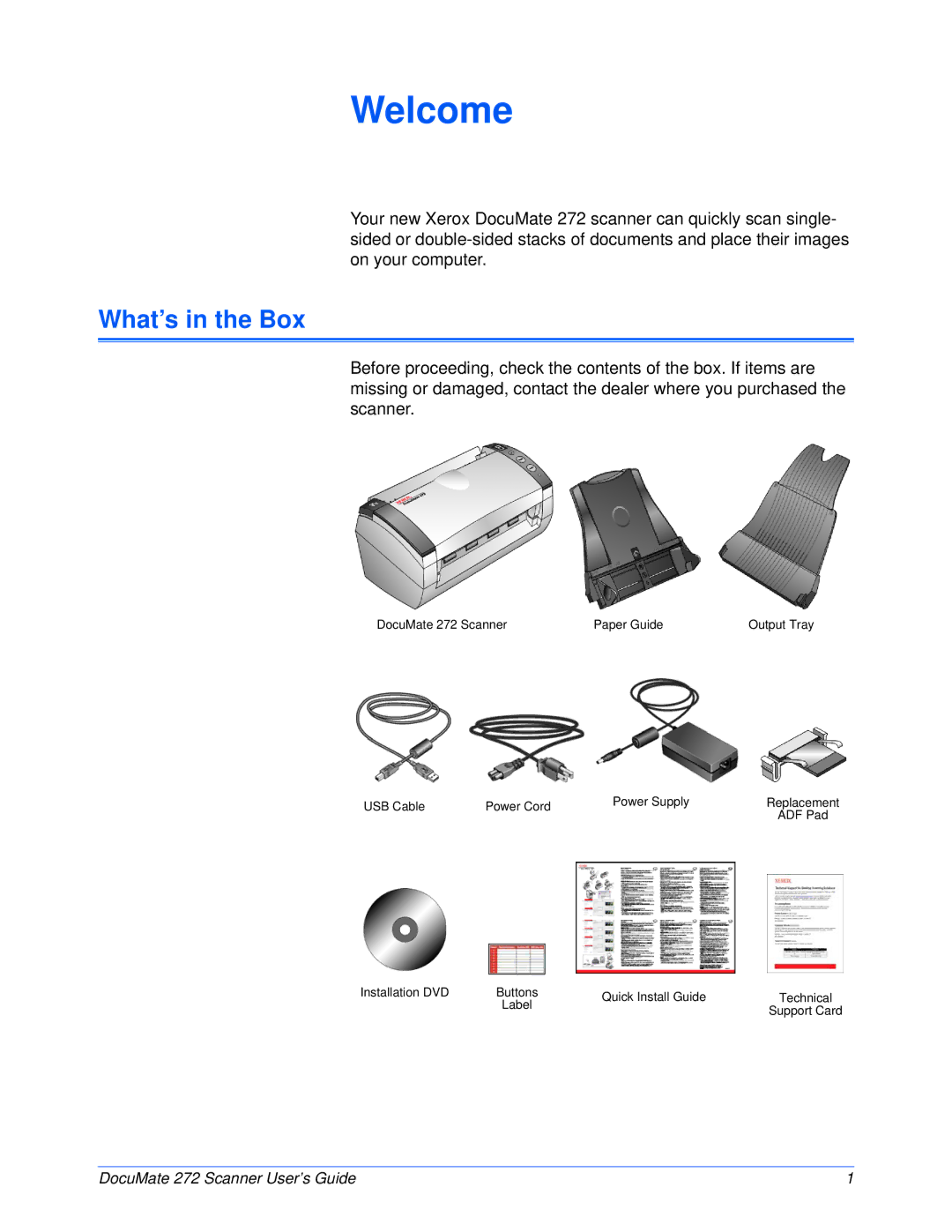 Xerox 272 manual Welcome, What’s in the Box 