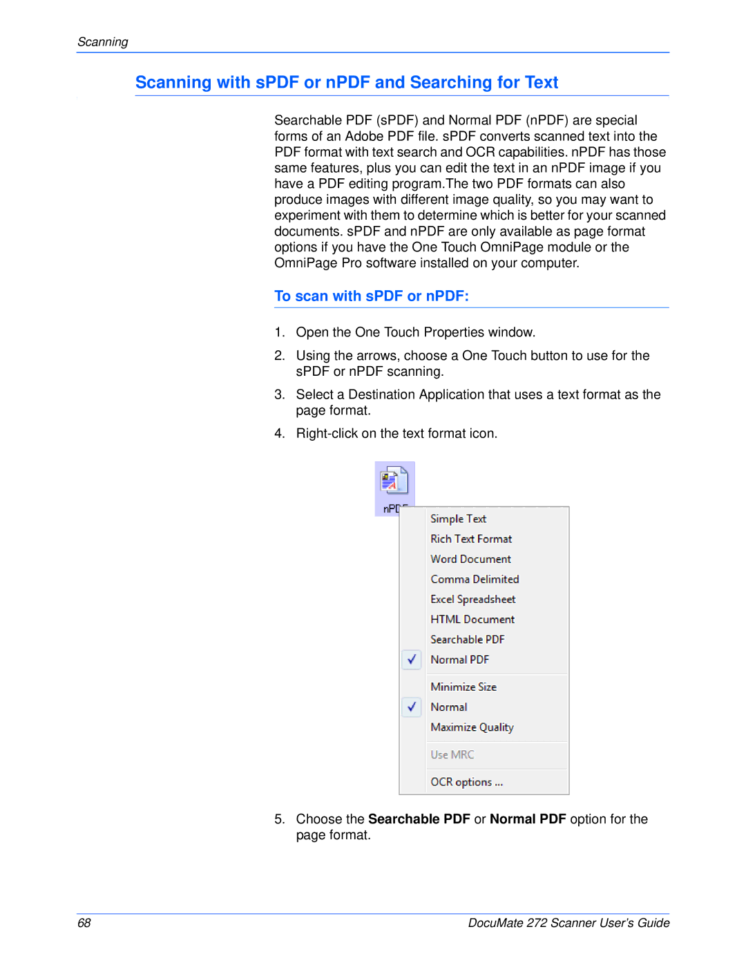 Xerox 272 manual Scanning 