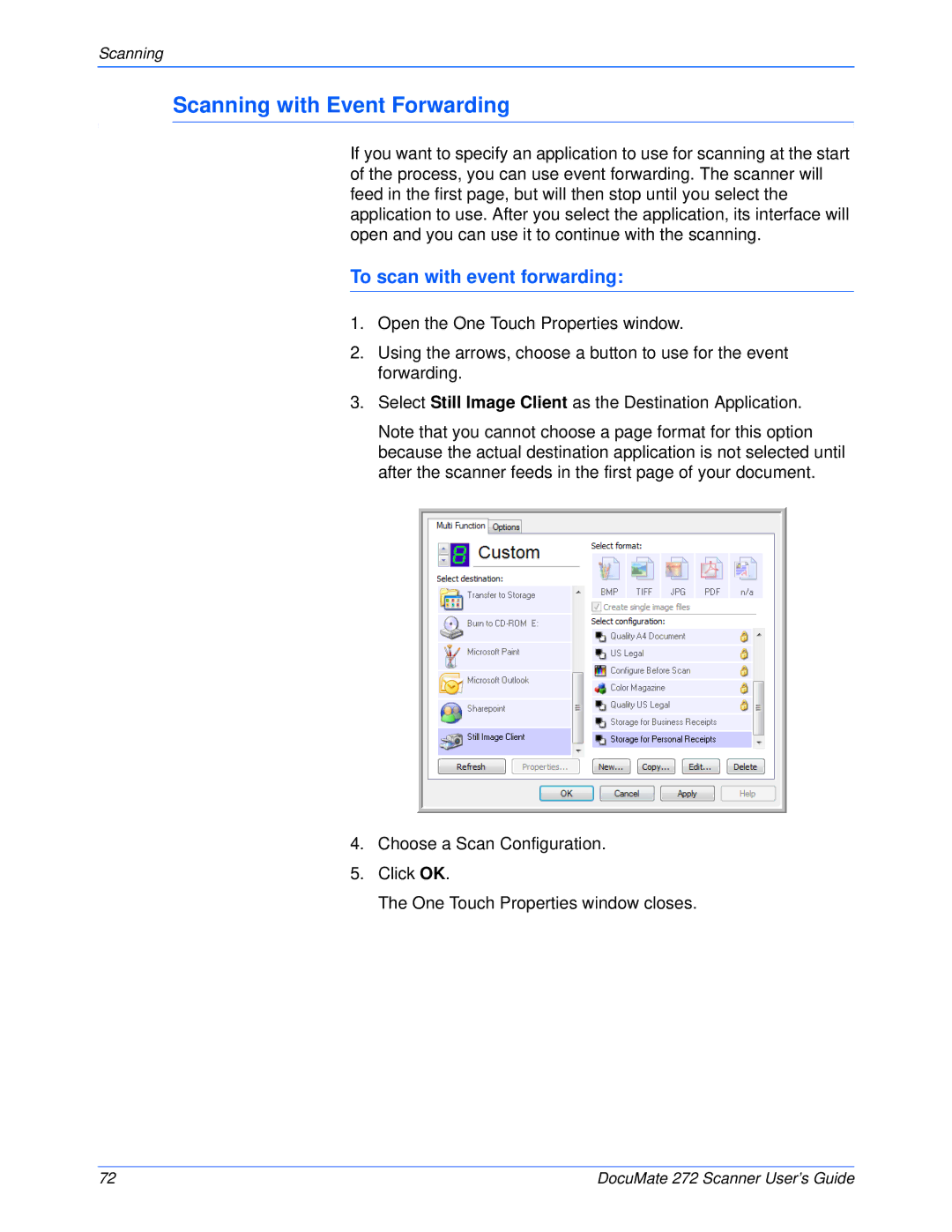 Xerox 272 manual Scanning with Event Forwarding, To scan with event forwarding 