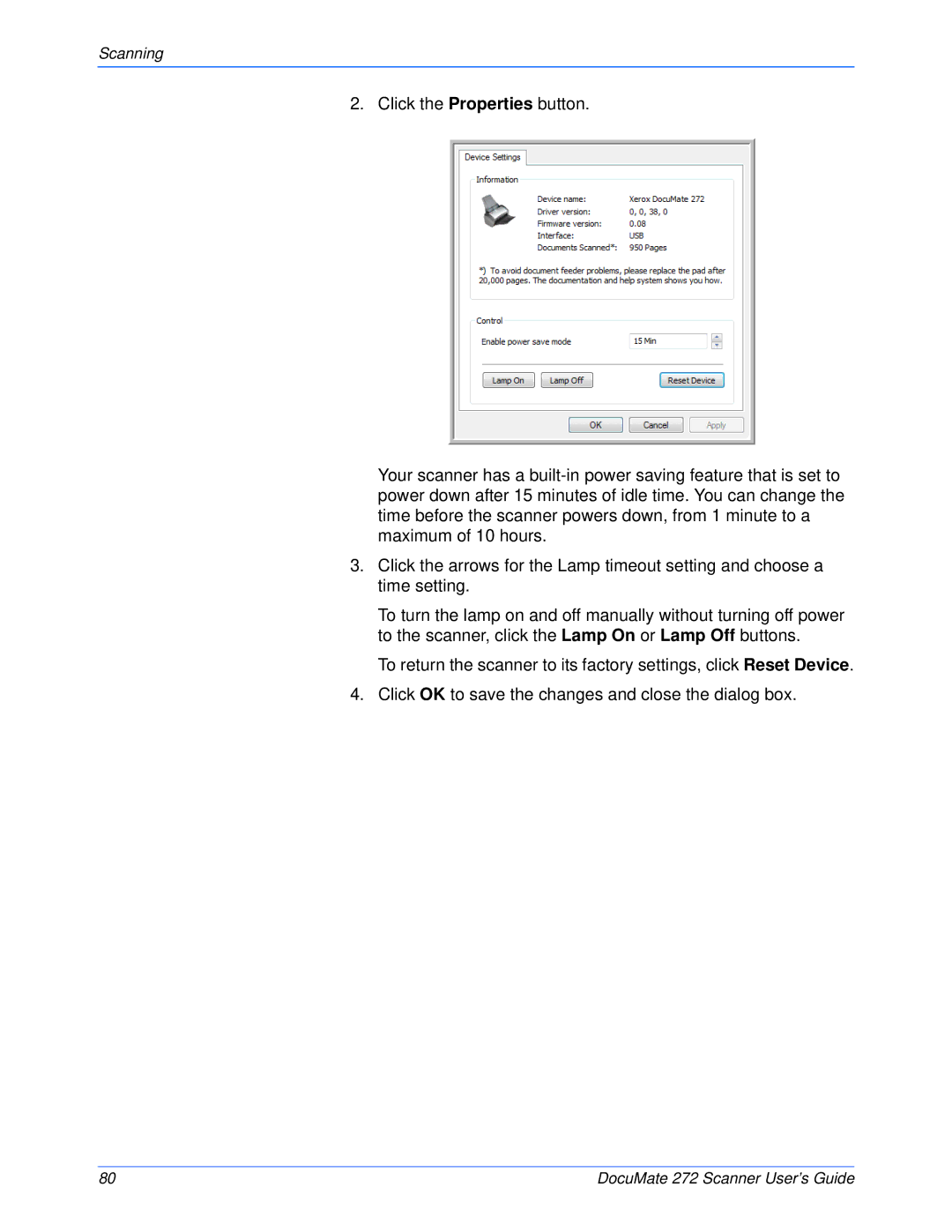 Xerox 272 manual Scanning 