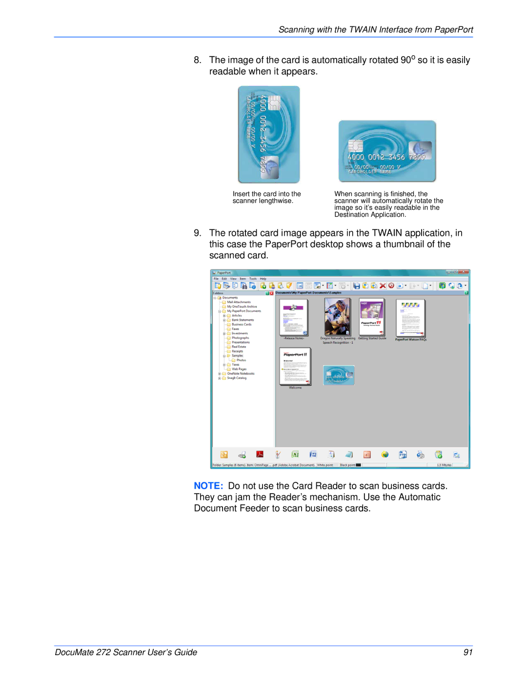 Xerox 272 manual Scanning with the Twain Interface from PaperPort 