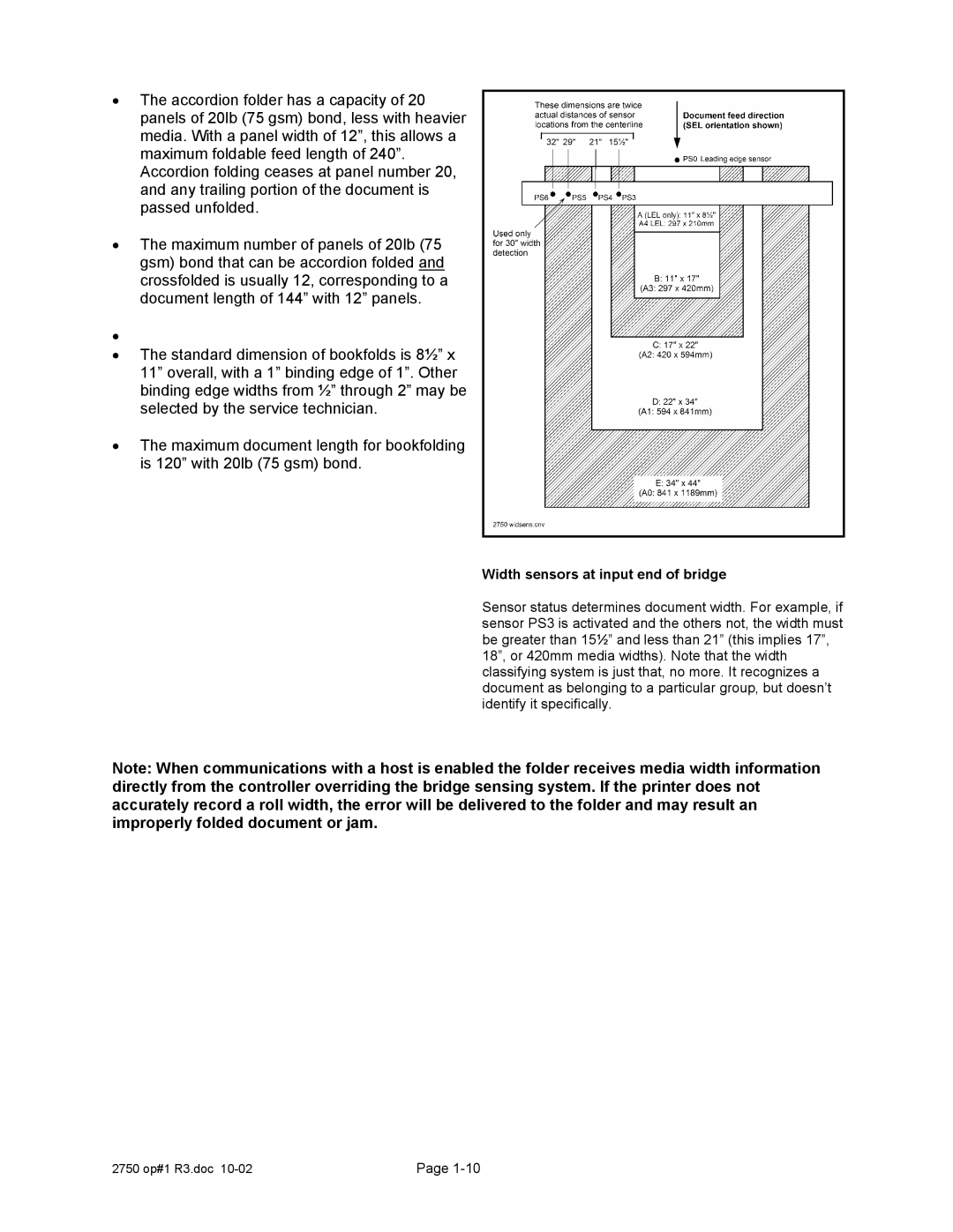 Xerox 2750 manual Width sensors at input end of bridge 