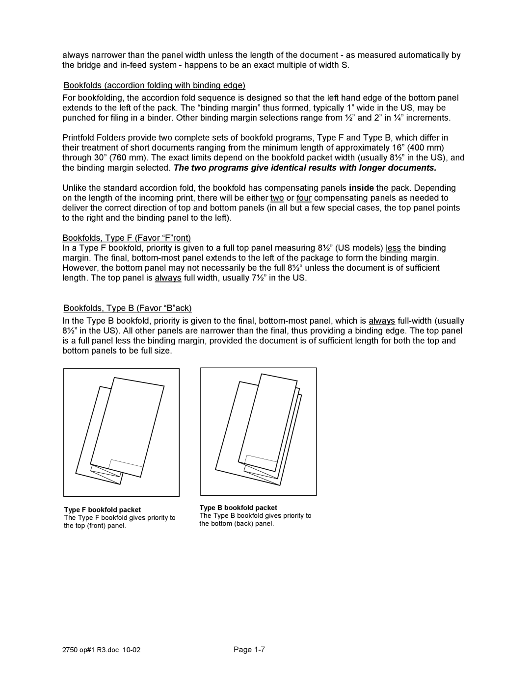 Xerox 2750 manual Type F bookfold packet 