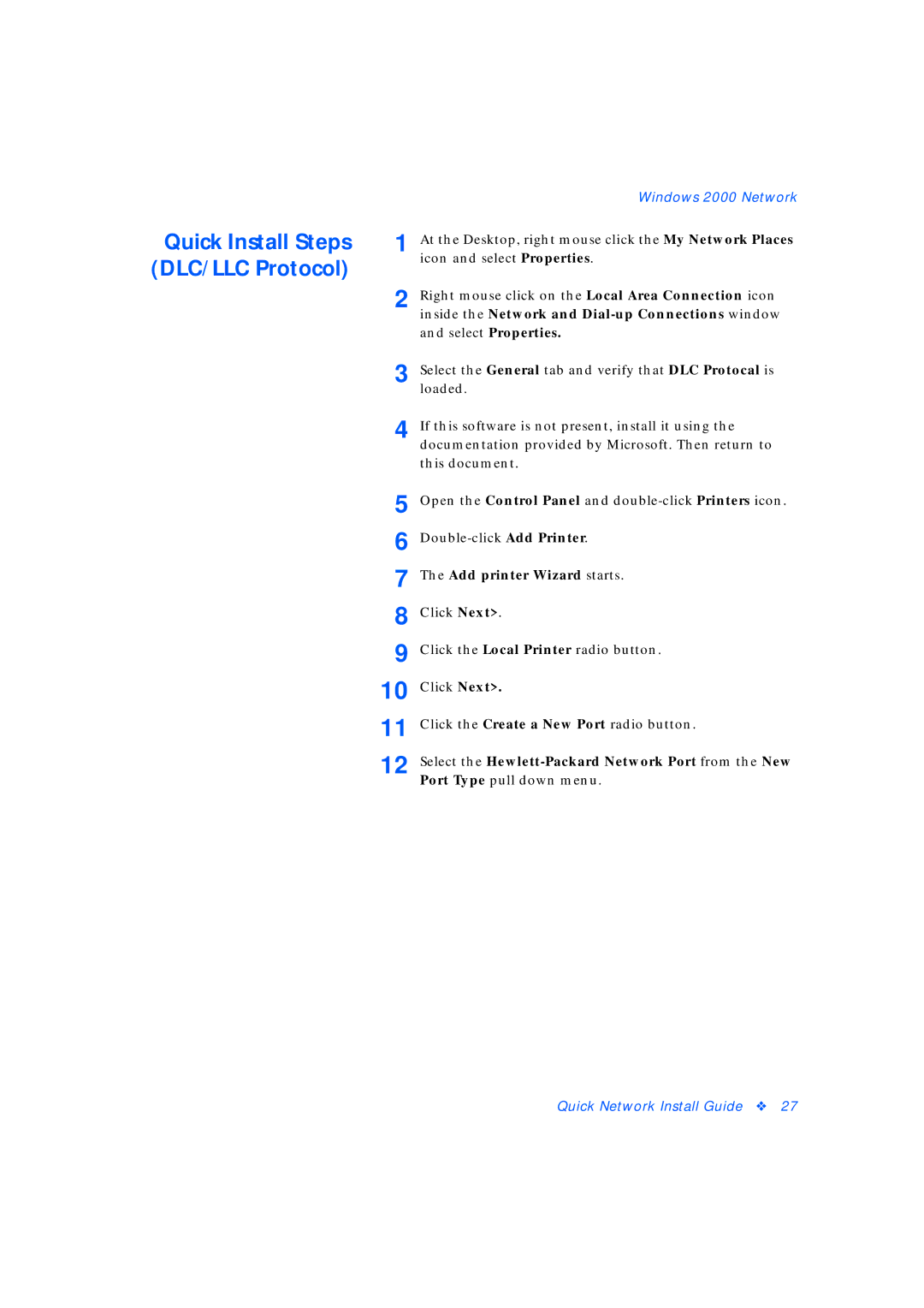 Xerox 3 manual DLC/LLC Protocol, Select the Hewlett-Packard Network Port from the New 