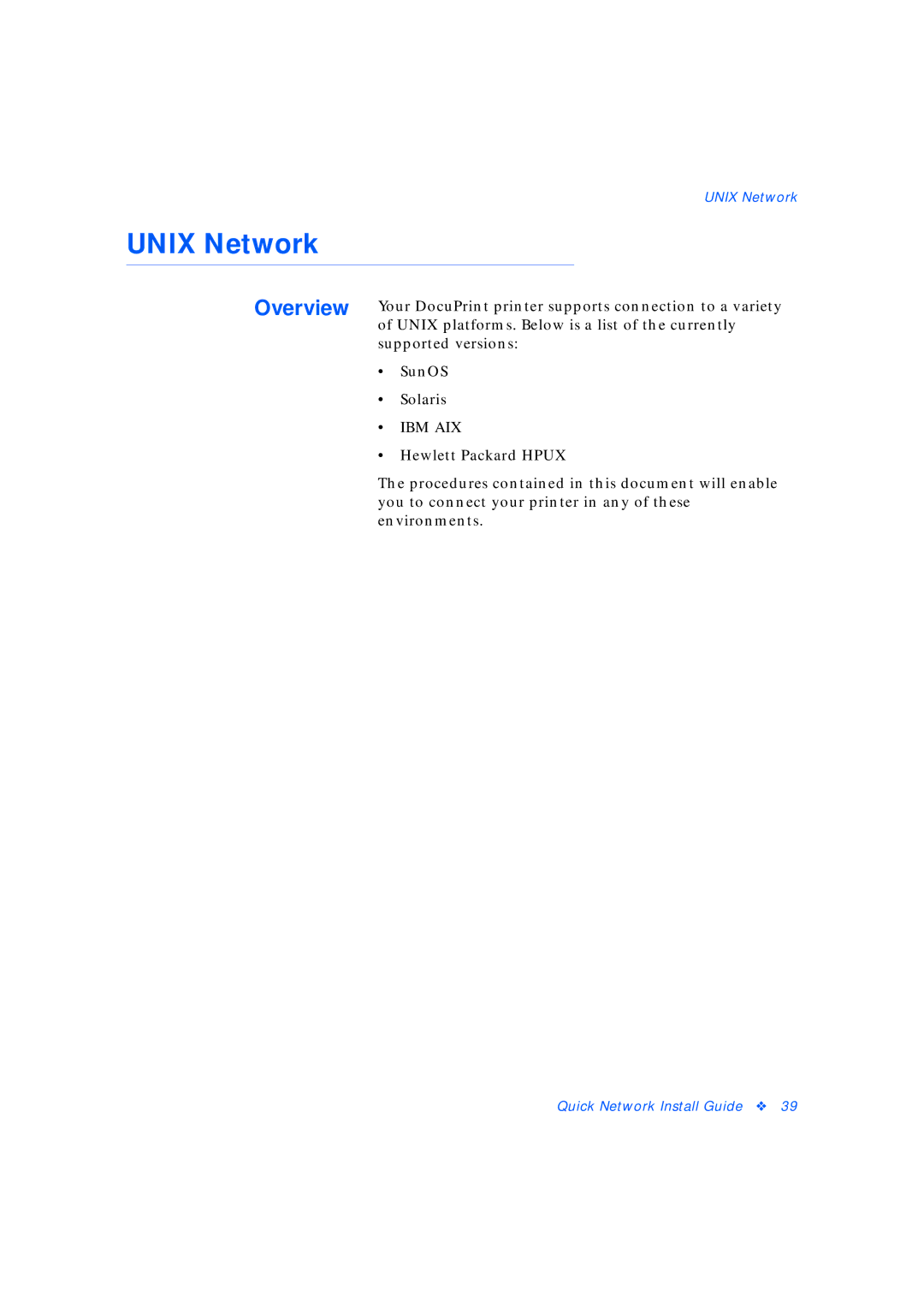 Xerox 3 manual Unix Network, Ibm Aix 