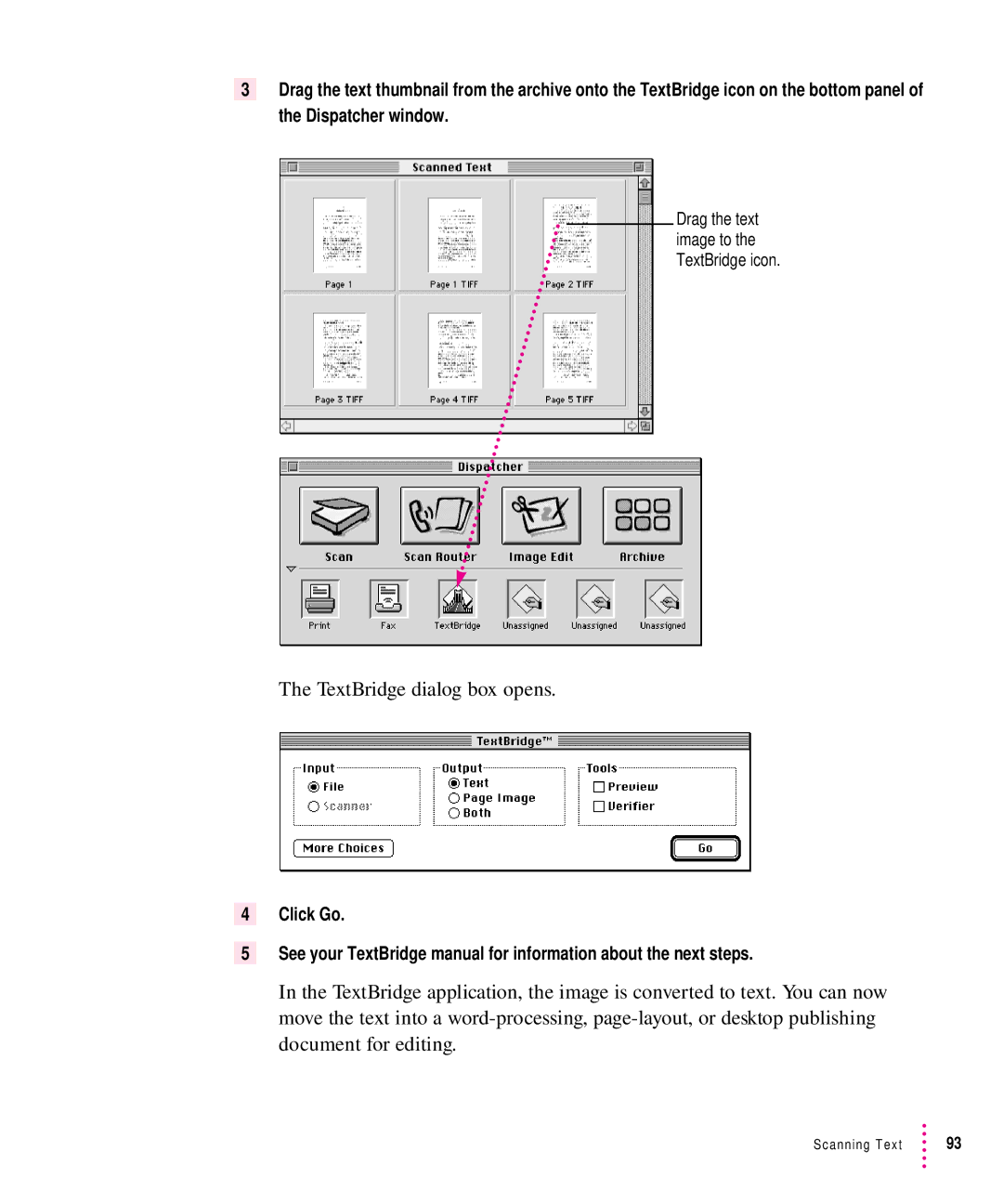 Xerox 1200, 30, 600, 27 user manual TextBridge dialog box opens 