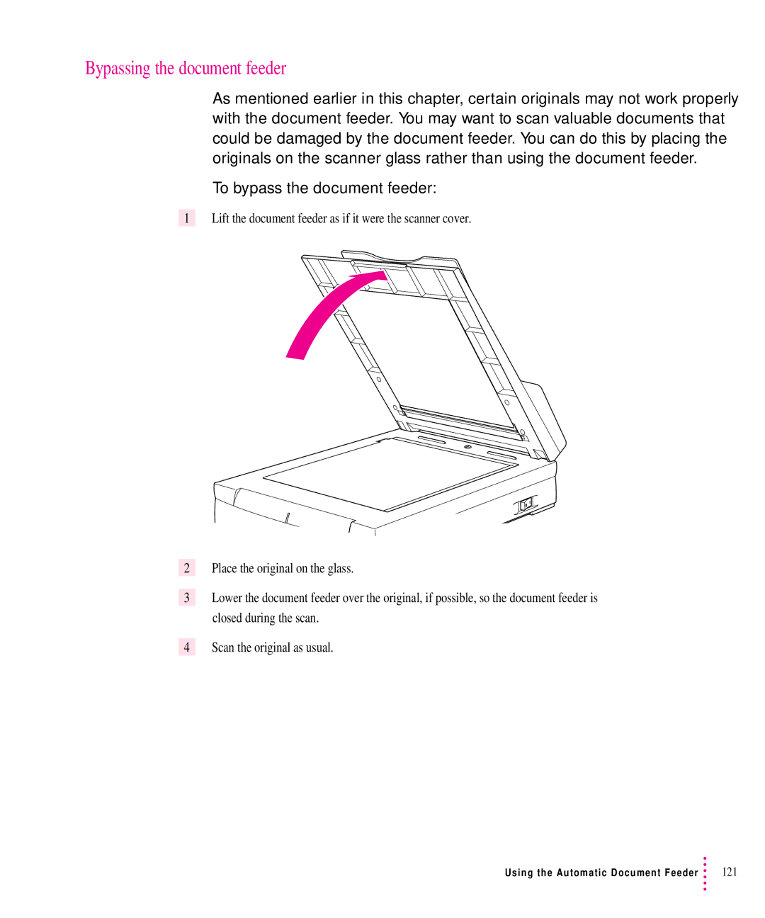 Xerox 1200, 30, 600, 27 user manual Bypassing the document feeder 