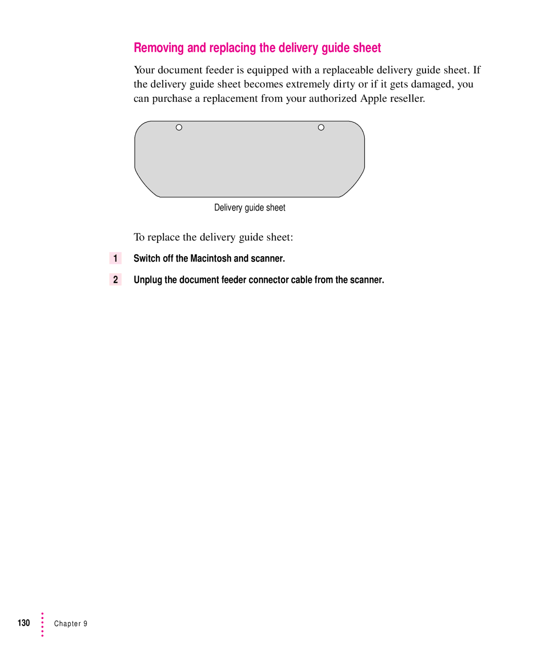 Xerox 600, 30, 1200, 27 user manual Removing and replacing the delivery guide sheet, To replace the delivery guide sheet 