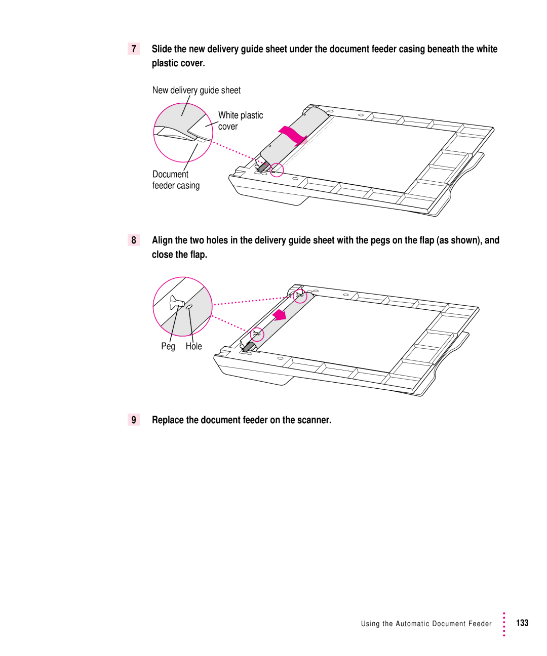 Xerox 1200, 30, 600, 27 user manual Replace the document feeder on the scanner 