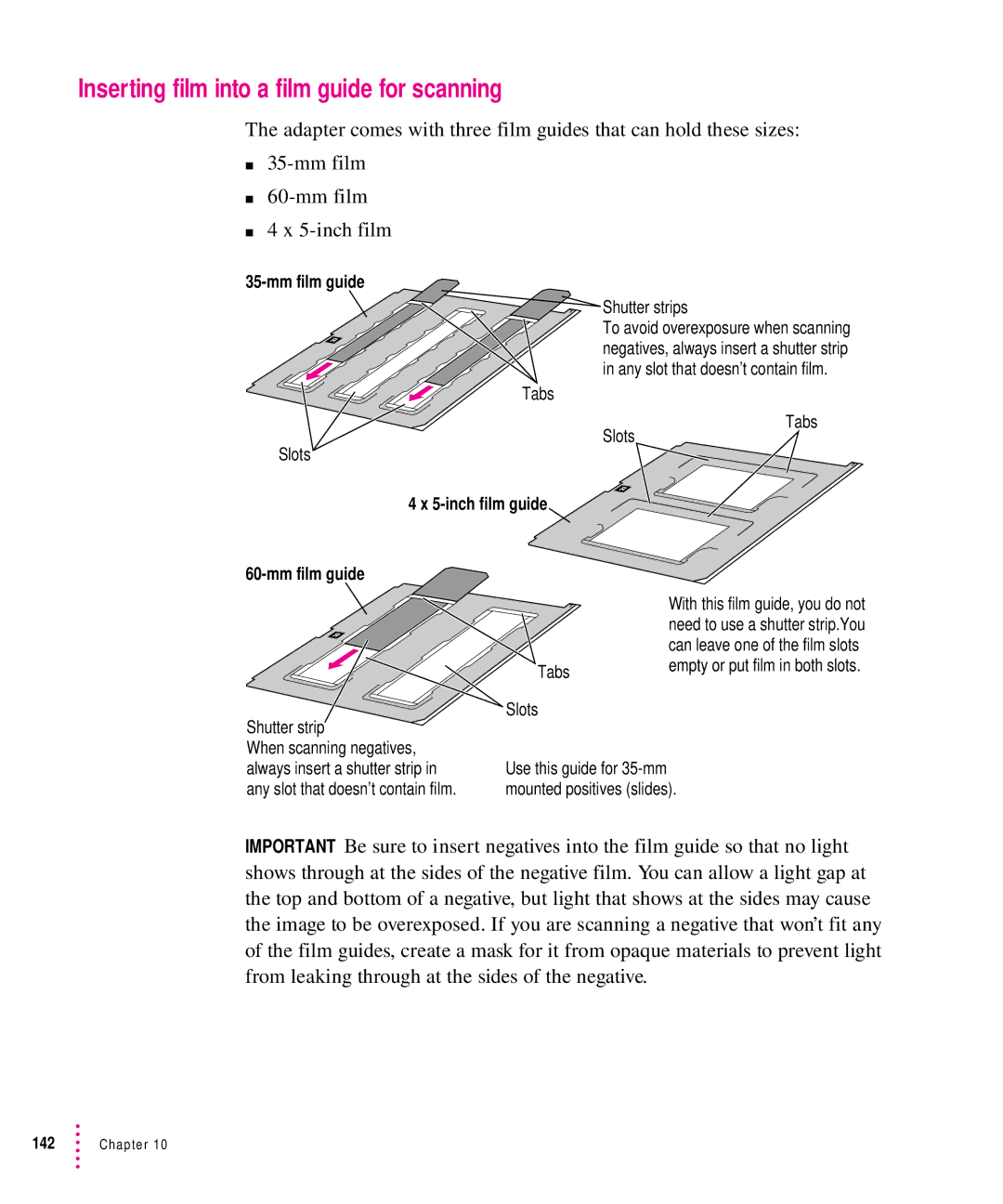 Xerox 600, 30, 1200, 27 user manual Inserting film into a film guide for scanning, Mm film guide 