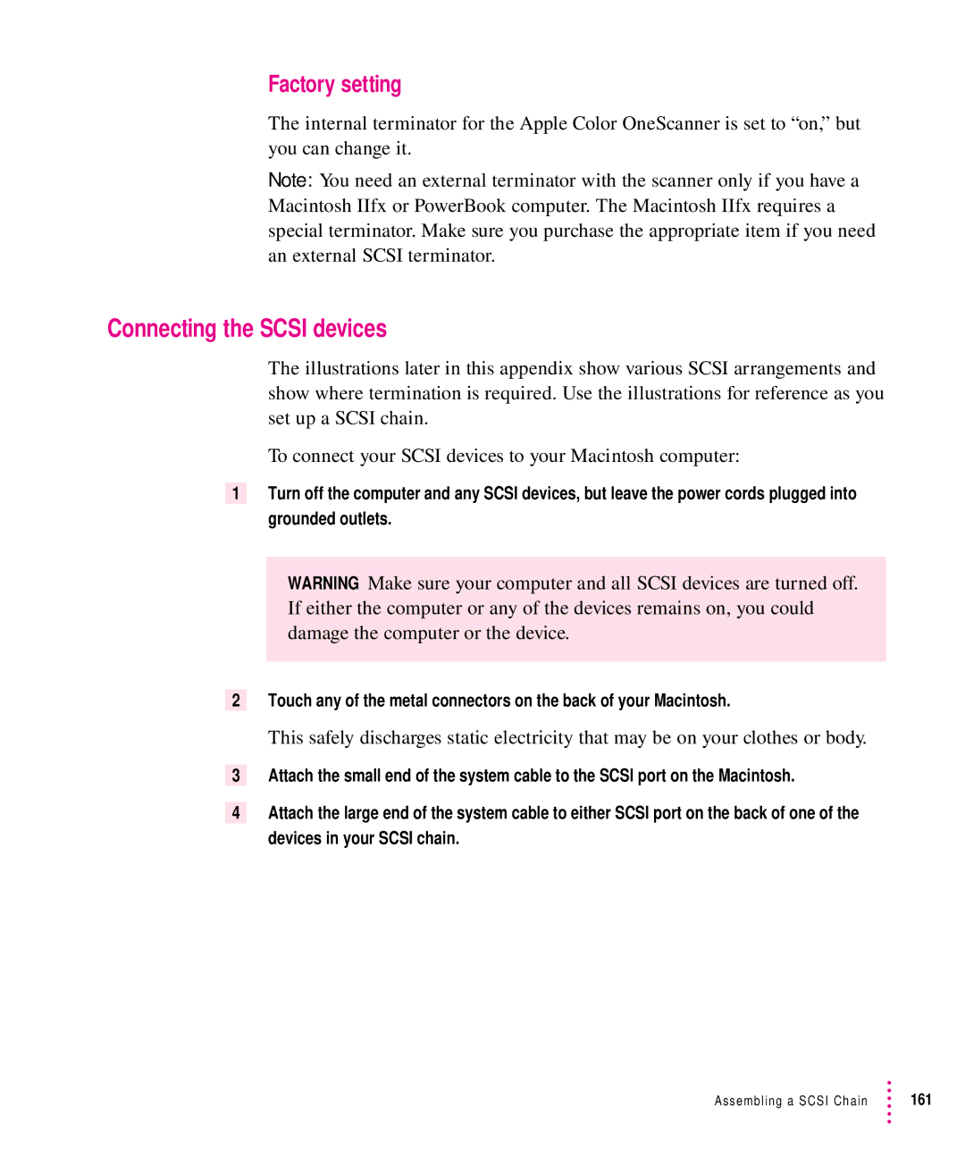 Xerox 1200, 30, 600, 27 user manual Connecting the Scsi devices 