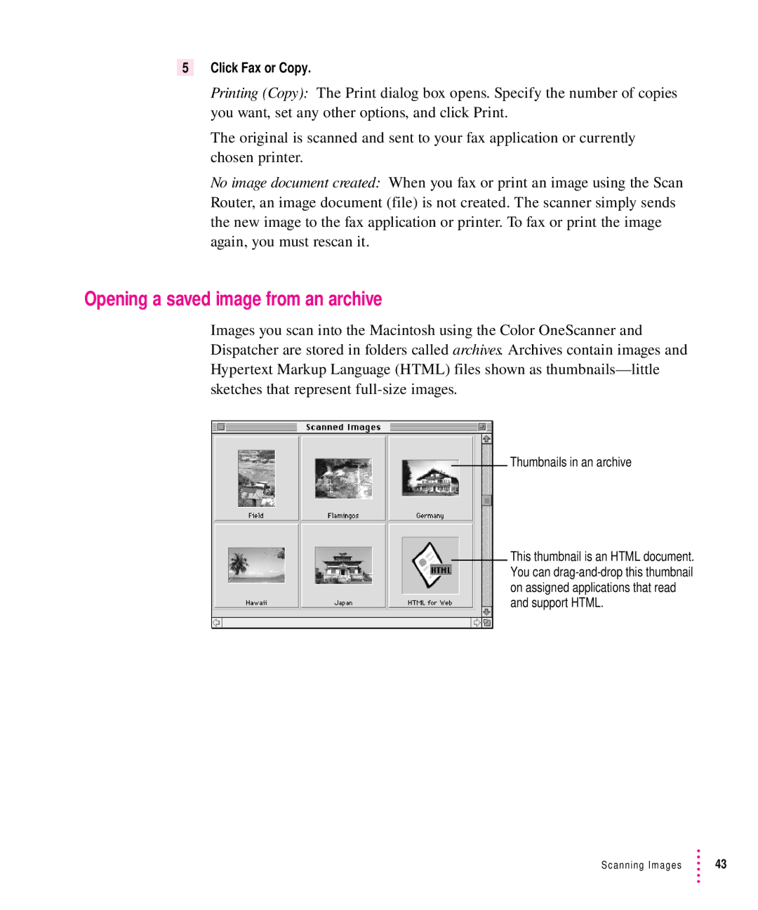 Xerox 27, 30, 1200, 600 user manual Opening a saved image from an archive, Thumbnails in an archive 