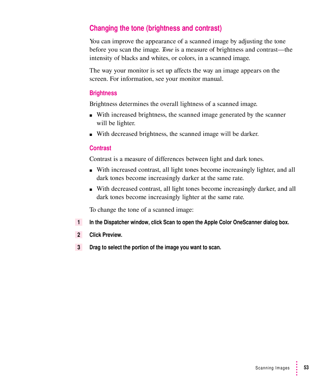 Xerox 1200, 30, 600, 27 user manual Changing the tone brightness and contrast, Brightness 