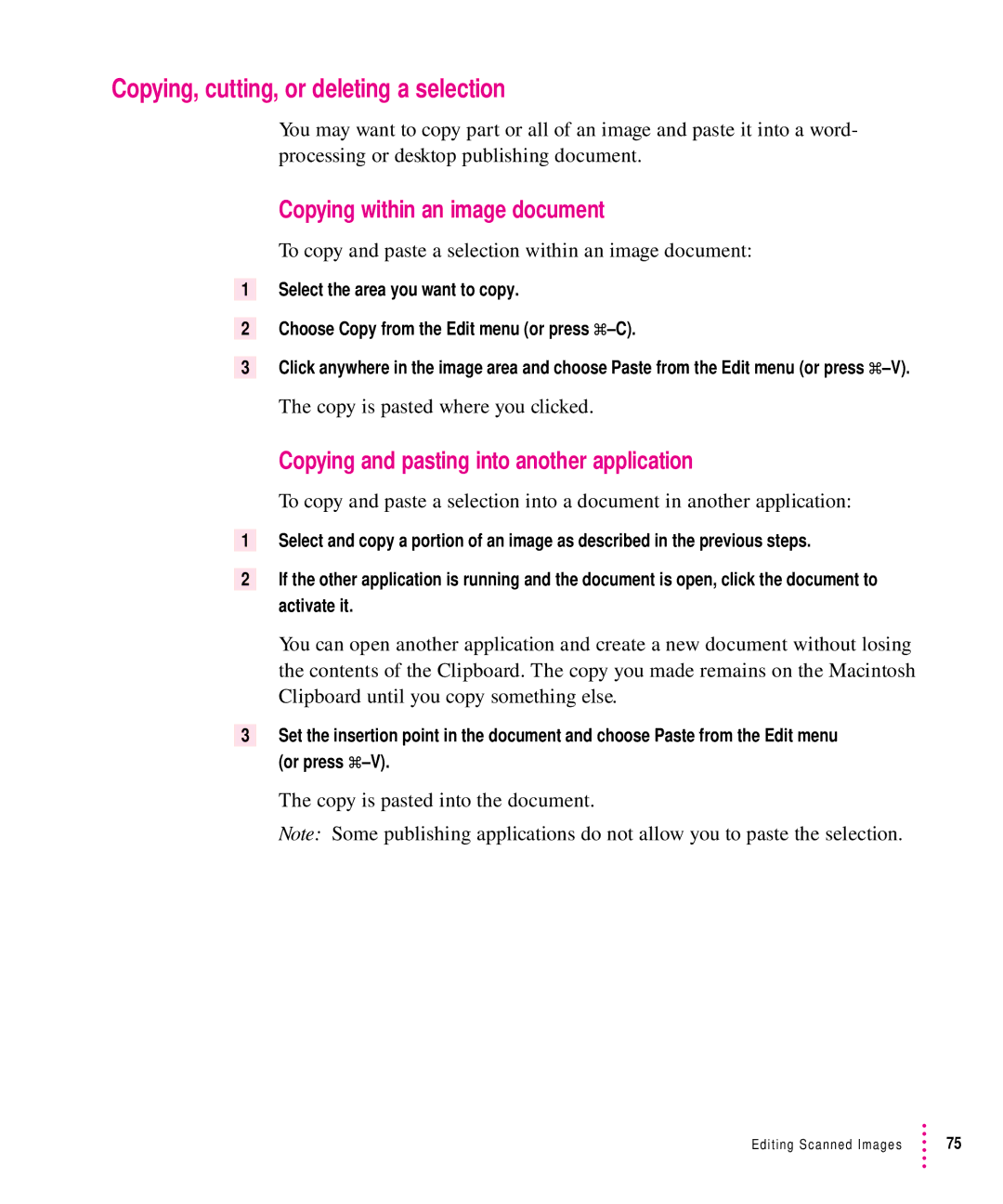 Xerox 27, 30, 1200, 600 user manual Copying, cutting, or deleting a selection, Copying within an image document 