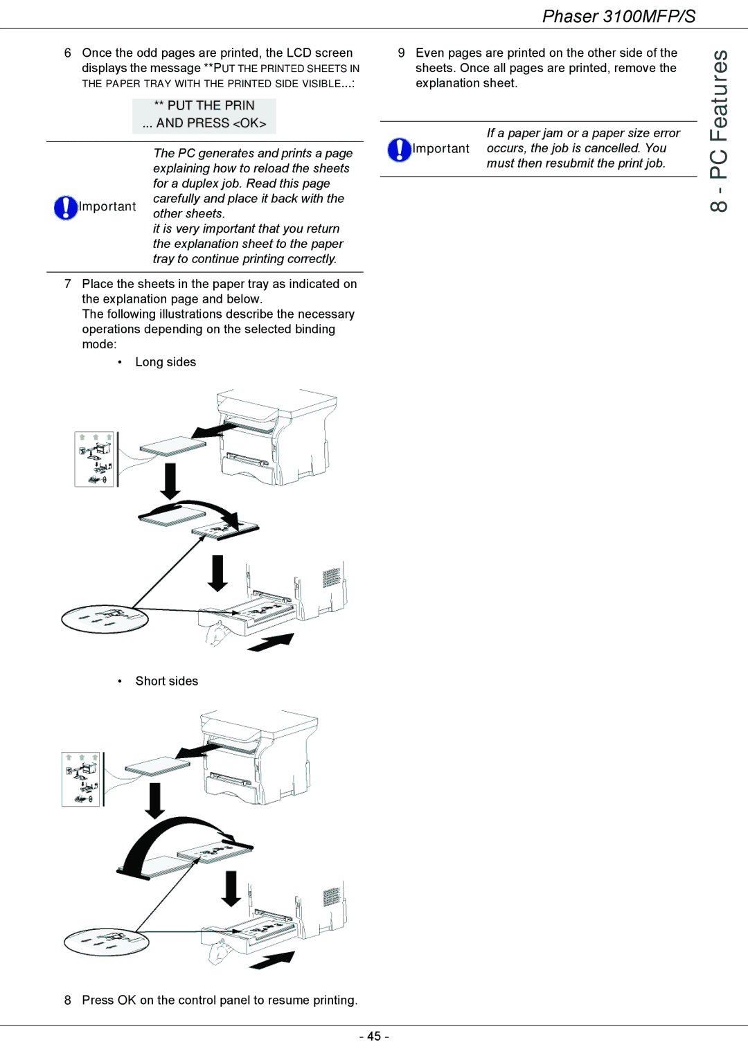 Xerox 3100MFP/S manual PUT the Prin Press OK 