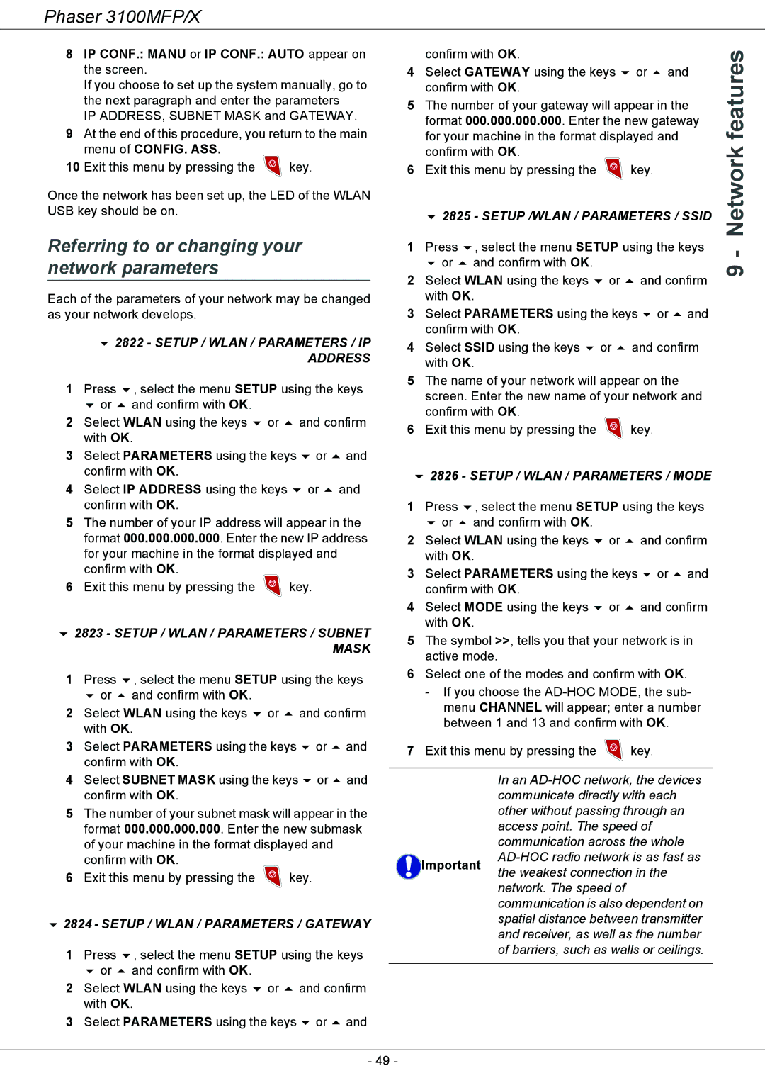 Xerox 3100MFP/X manual Referring to or changing your network parameters 