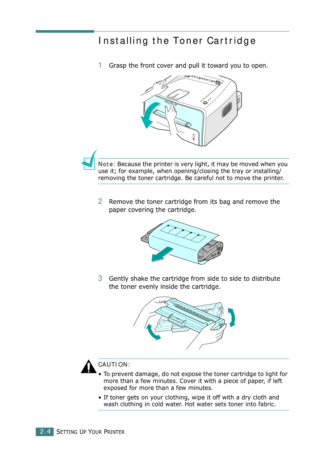 Xerox 3116 manual Installing the Toner Cartridge 