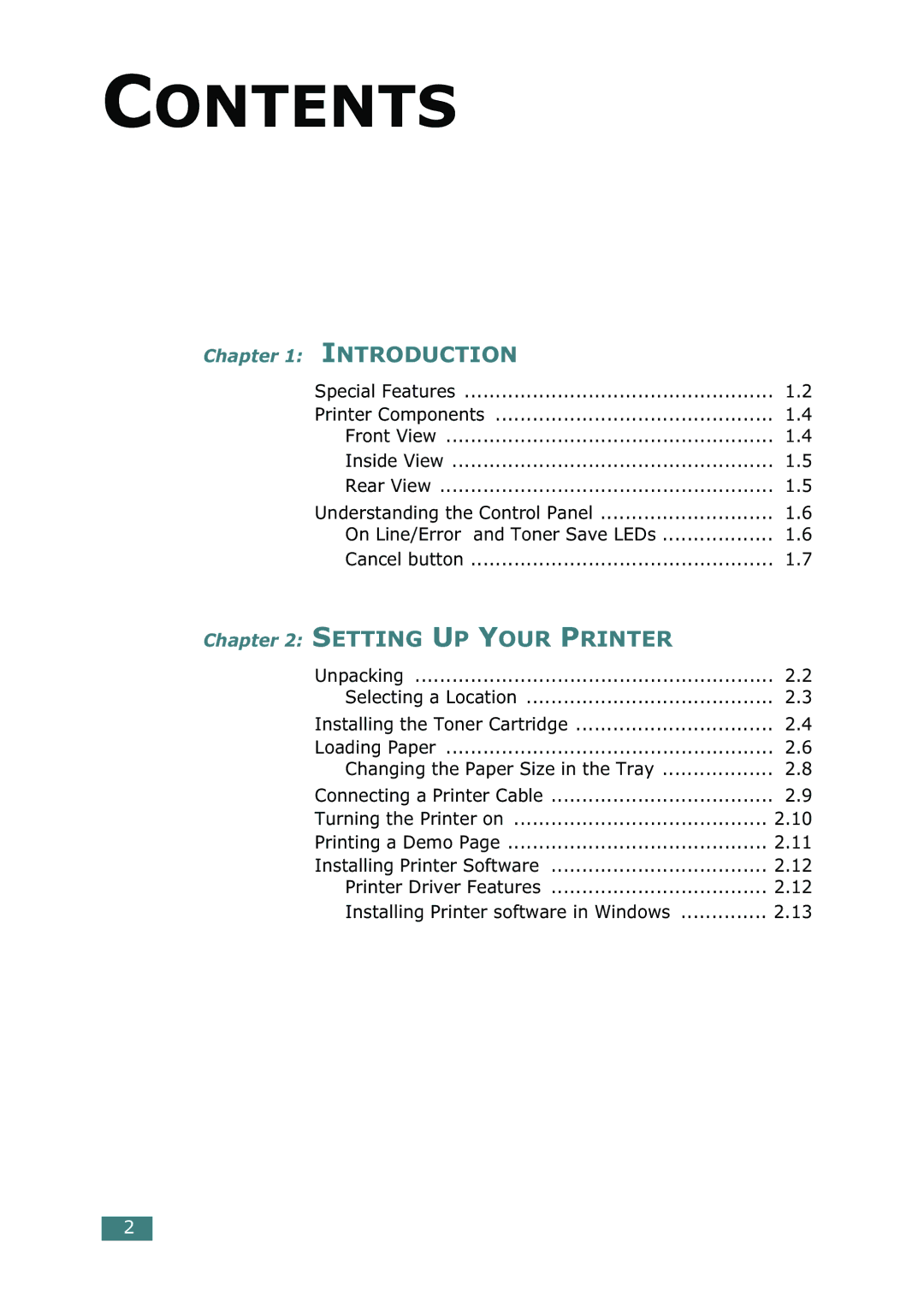 Xerox 3116 manual Contents 