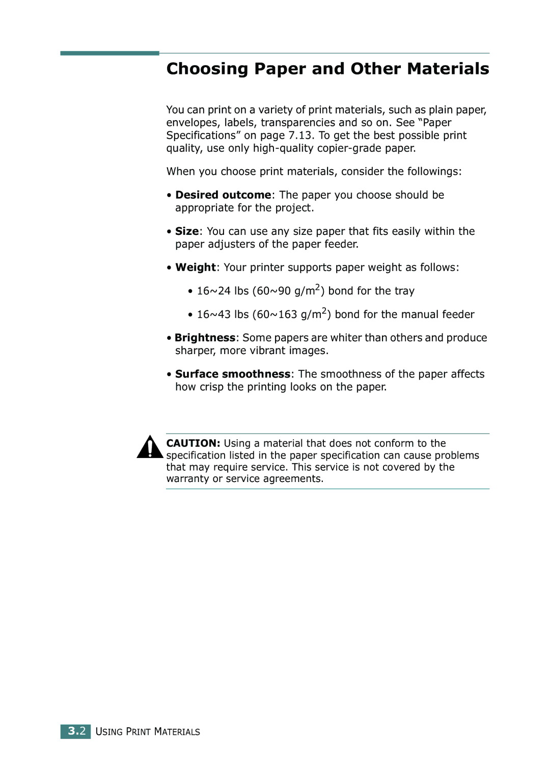 Xerox 3116 manual Choosing Paper and Other Materials 