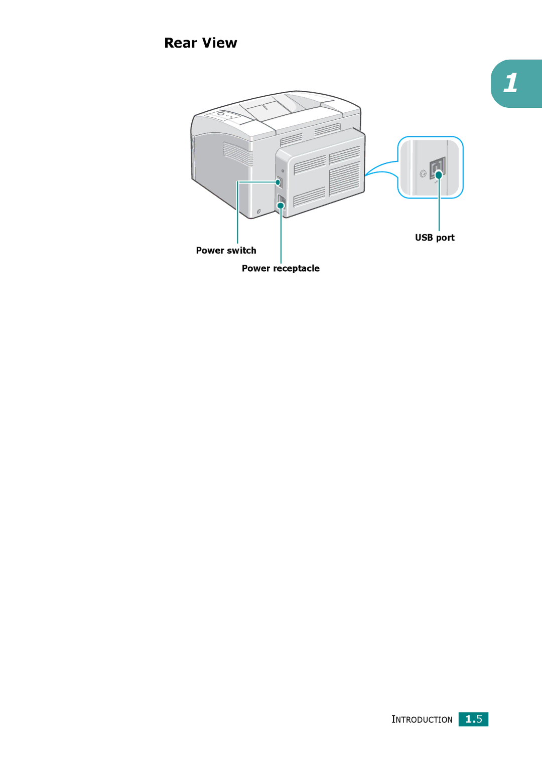 Xerox 3117 manual Rear View 