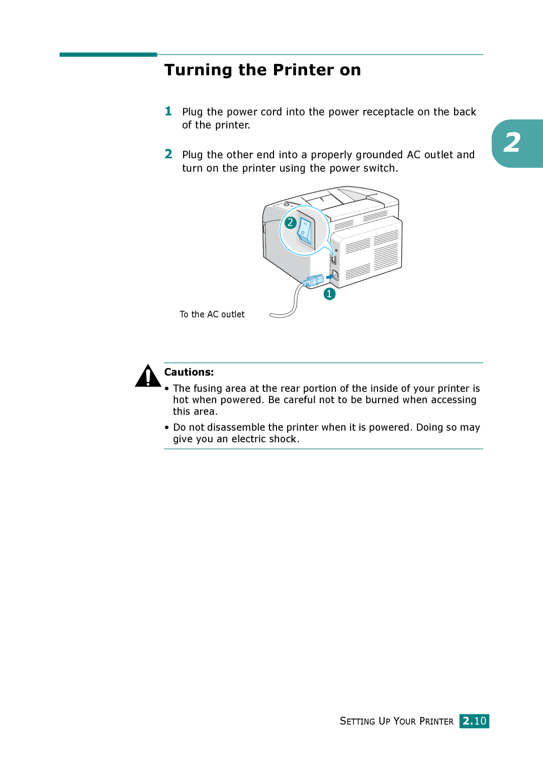 Xerox 3117 manual Turning the Printer on 