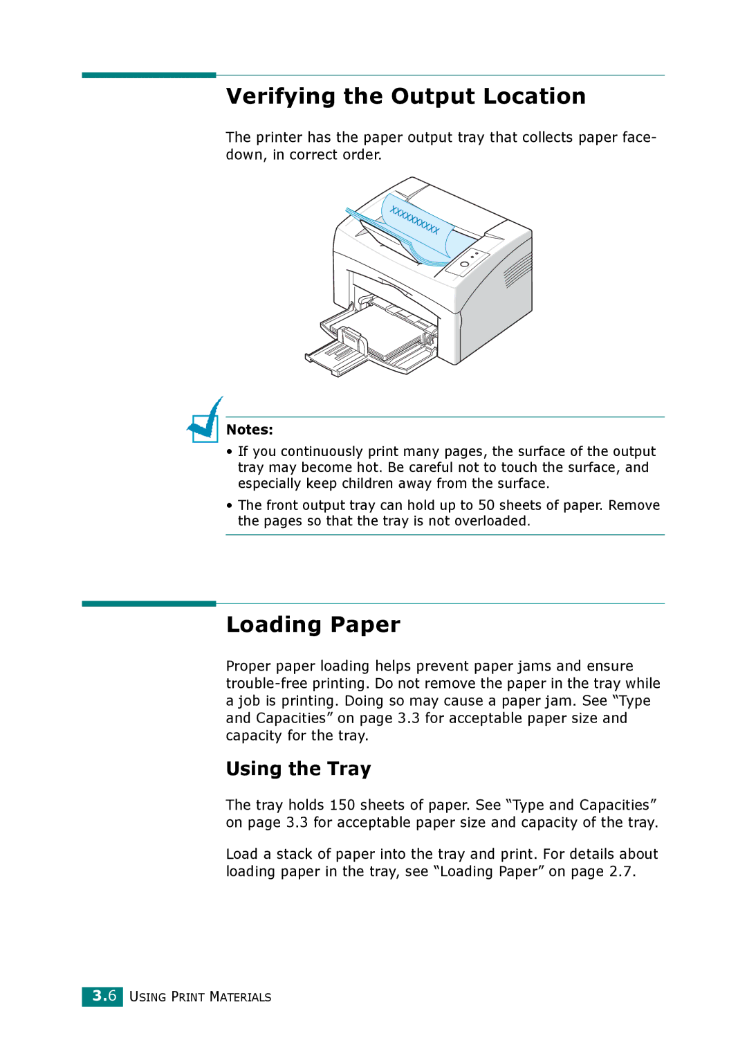 Xerox 3117 manual Verifying the Output Location, Using the Tray 