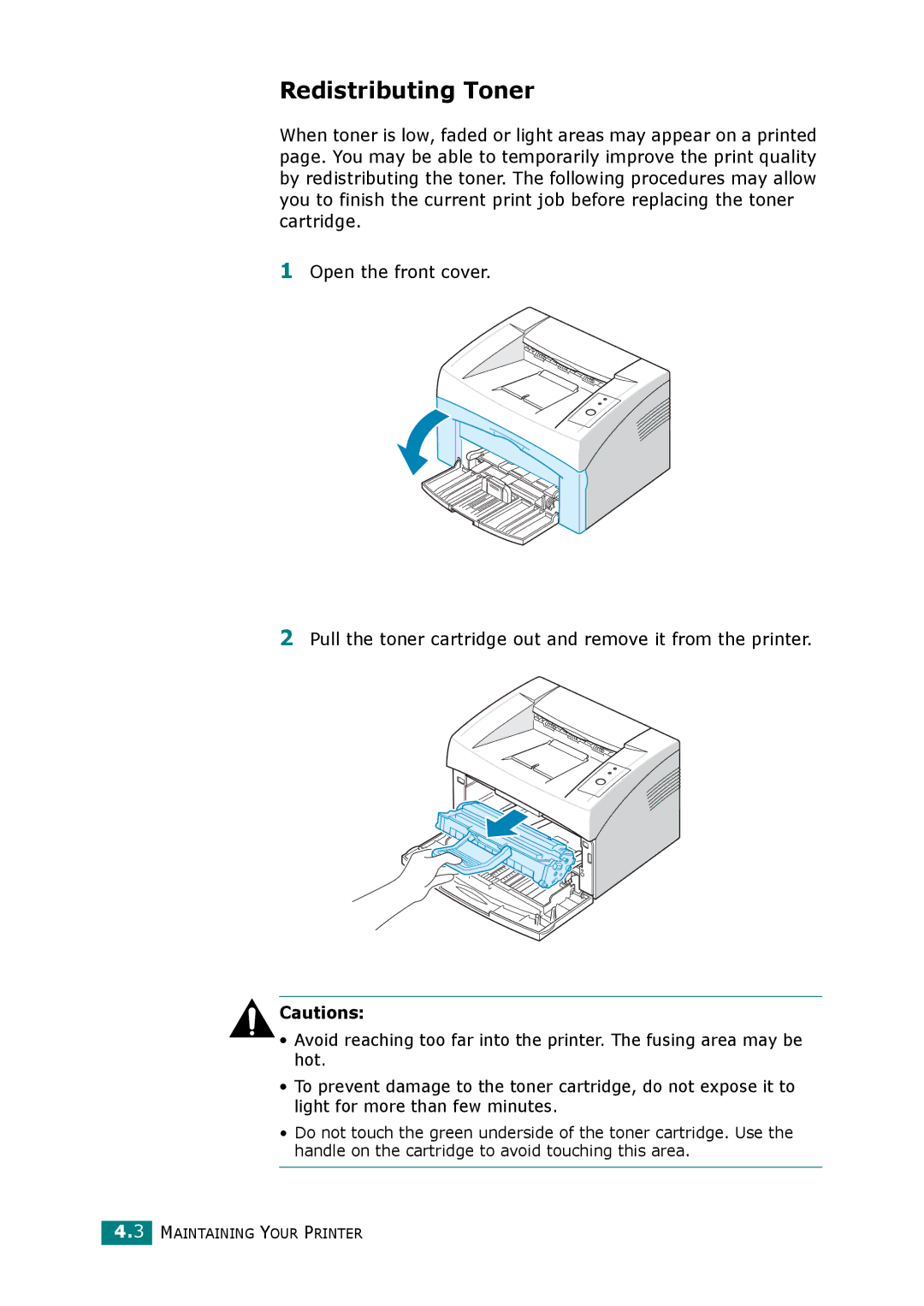 Xerox 3117 manual Redistributing Toner 