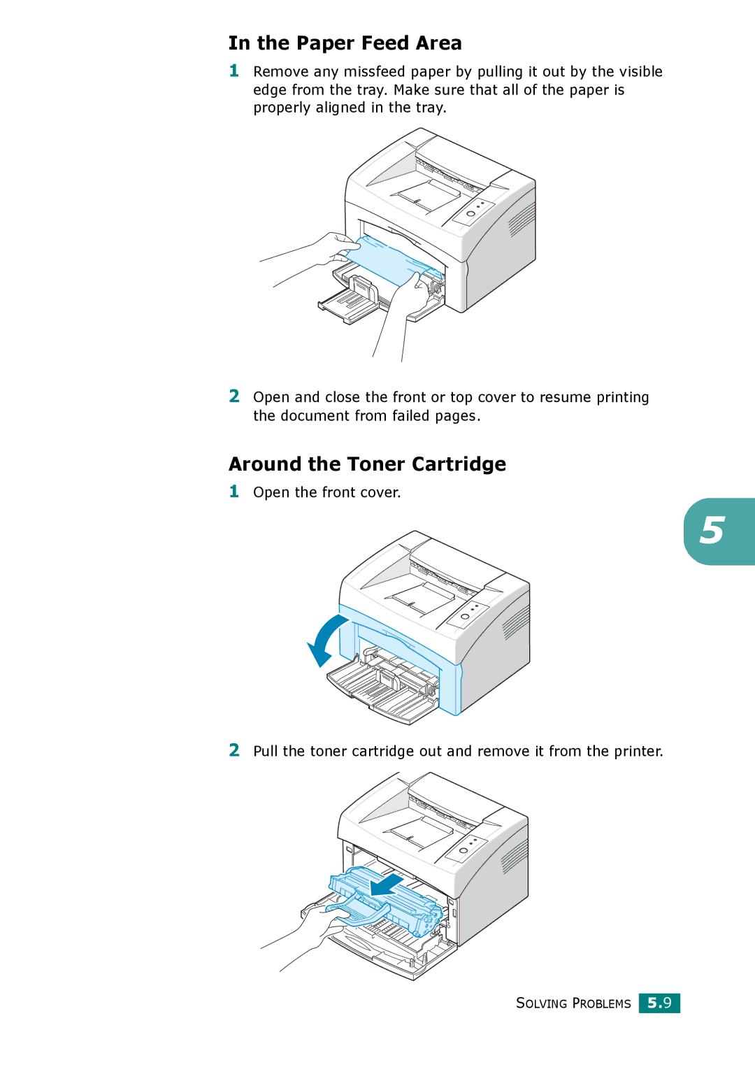 Xerox 3117 manual Paper Feed Area, Around the Toner Cartridge 