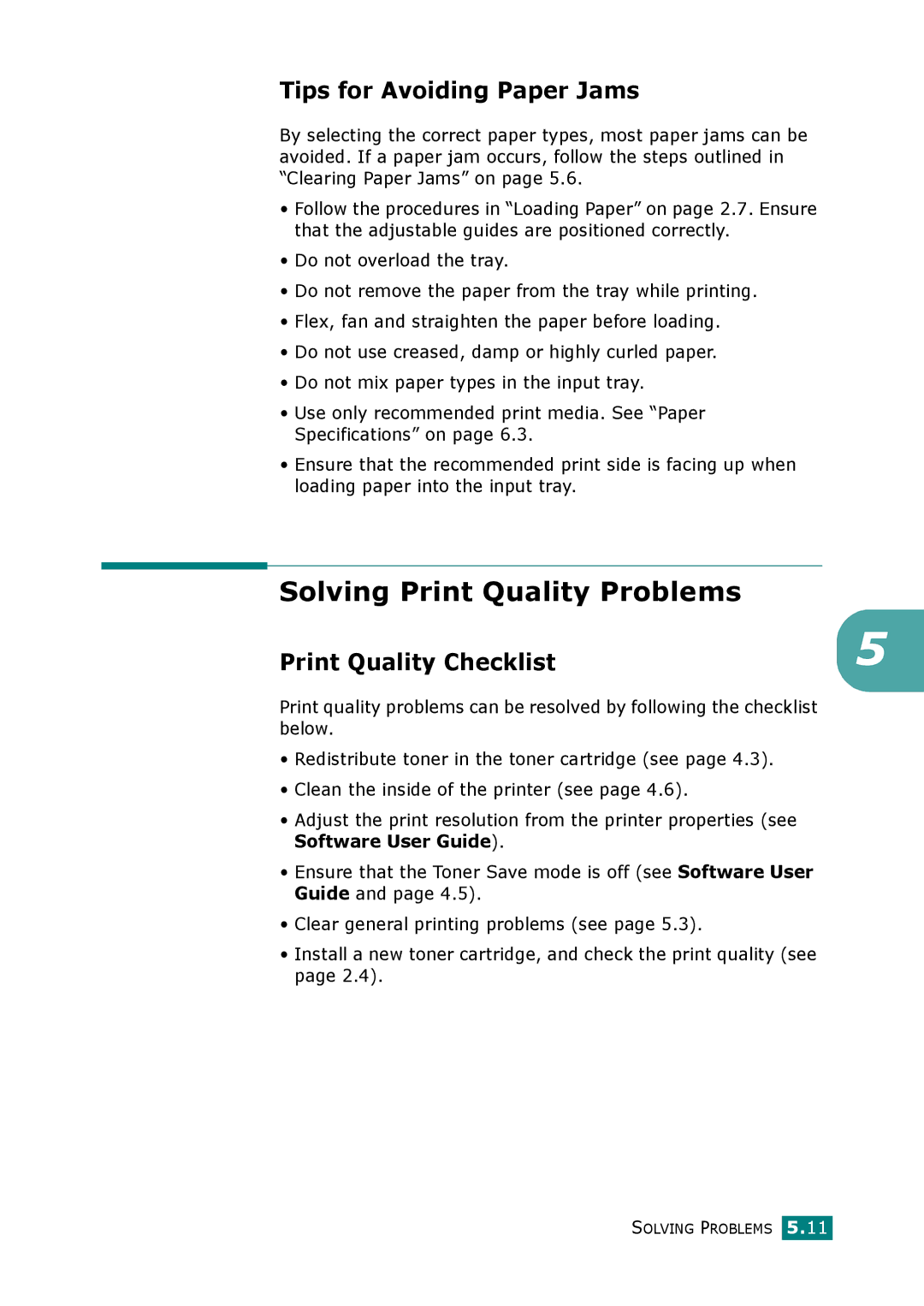Xerox 3117 manual Solving Print Quality Problems, Tips for Avoiding Paper Jams, Print Quality Checklist 
