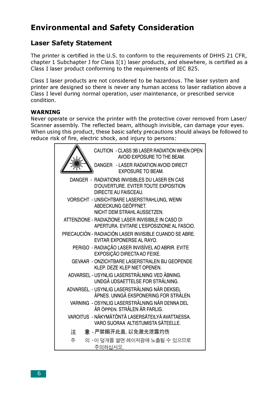 Xerox 3117 manual Environmental and Safety Consideration 