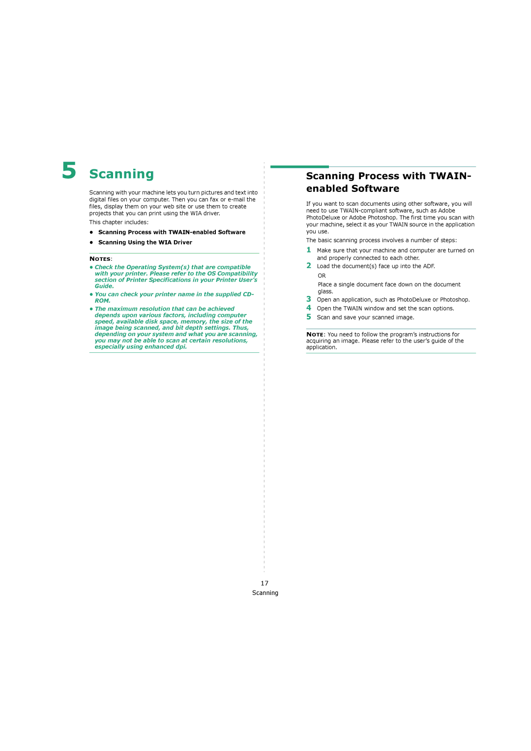 Xerox 3119 manual Scanning Process with TWAIN- enabled Software 