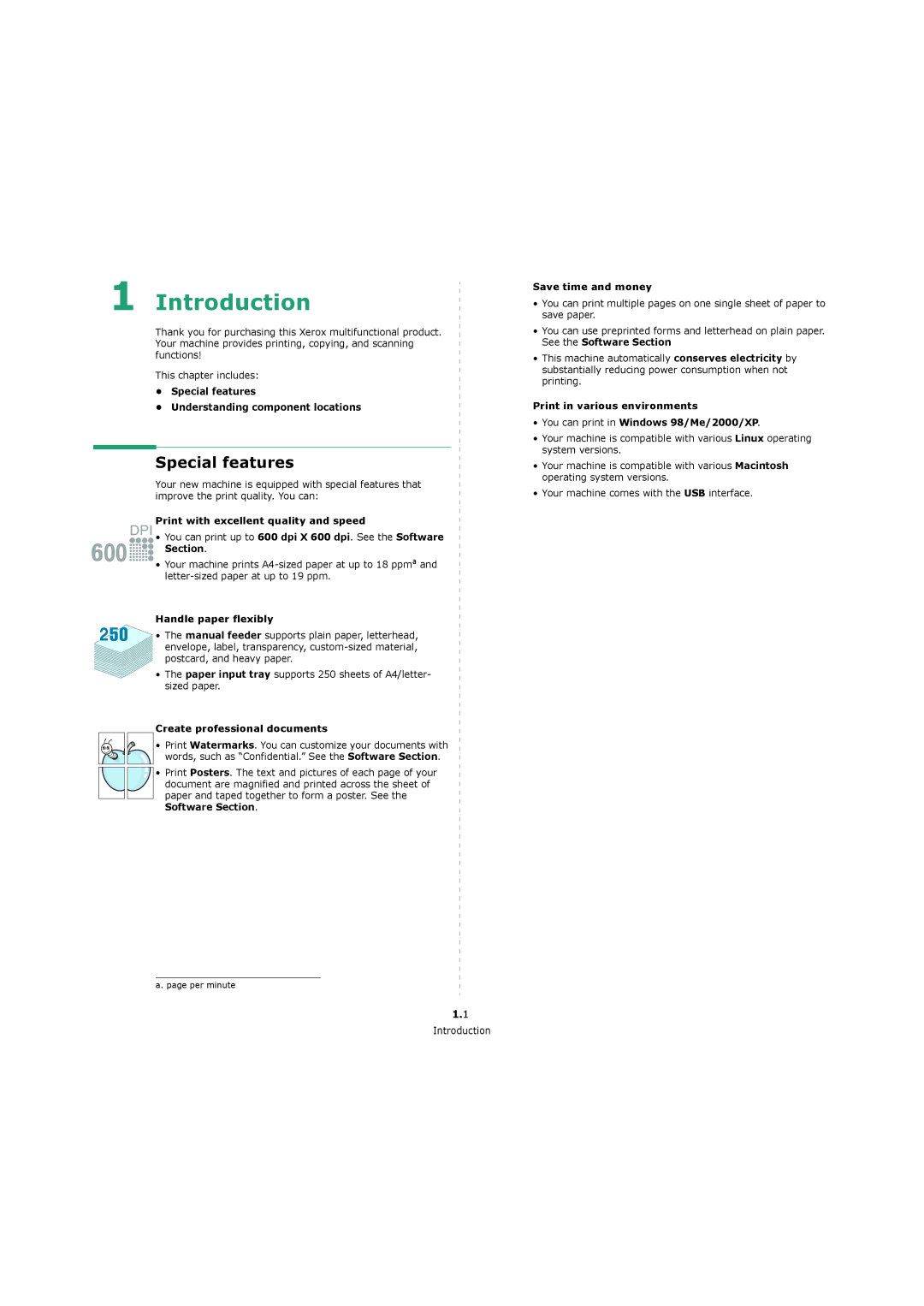 Xerox 3119 manual Introduction, Special features 