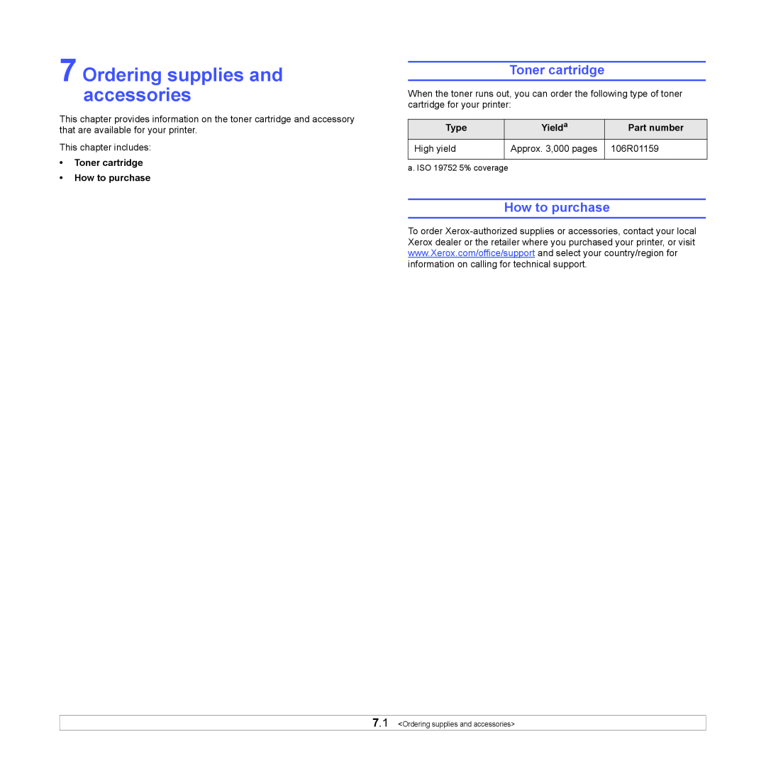 Xerox 3124 manual Ordering supplies and accessories, Toner cartridge, How to purchase 