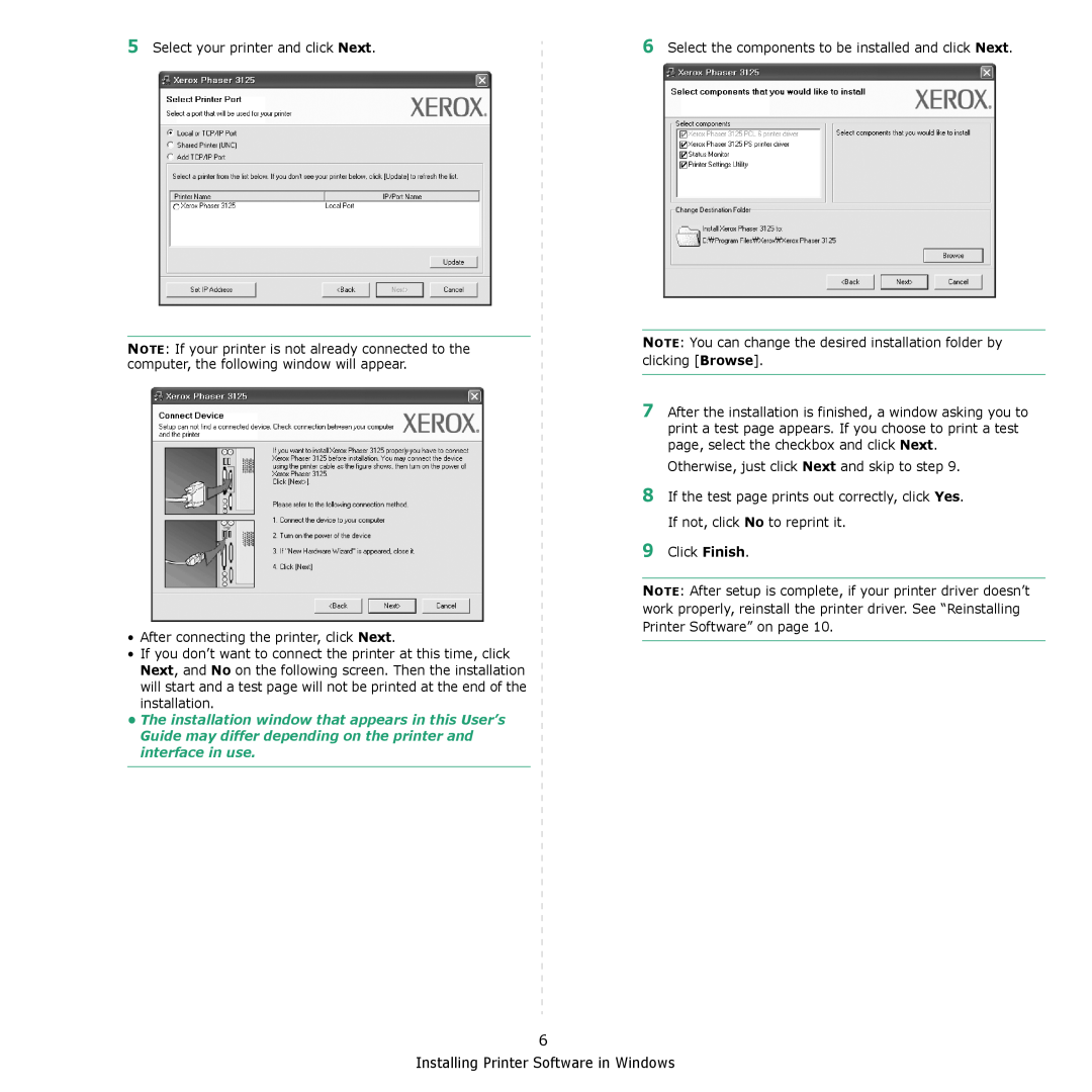 Xerox 3124 manual Installing Printer Software in Windows 