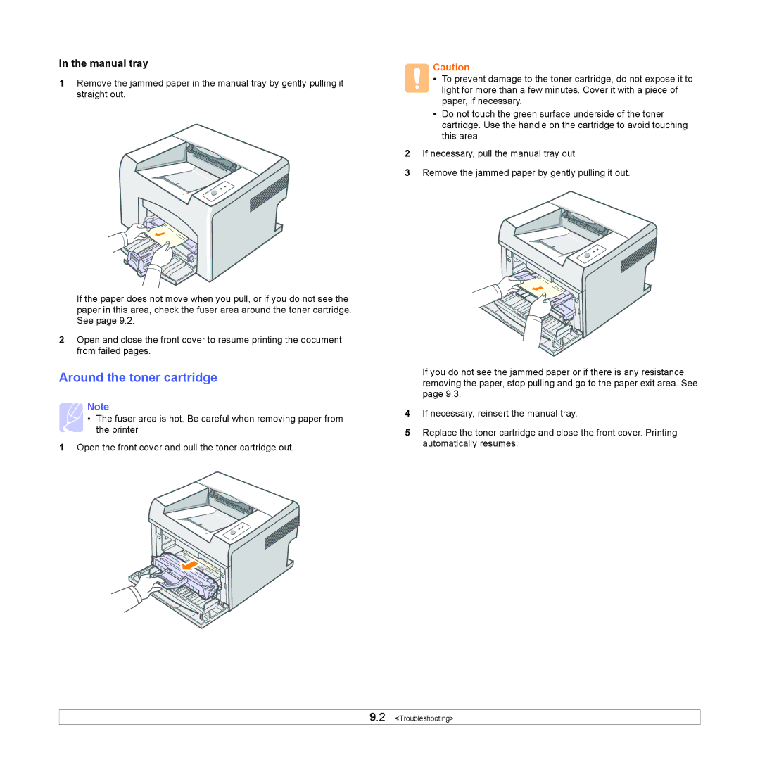 Xerox 3124 manual Around the toner cartridge, Manual tray 