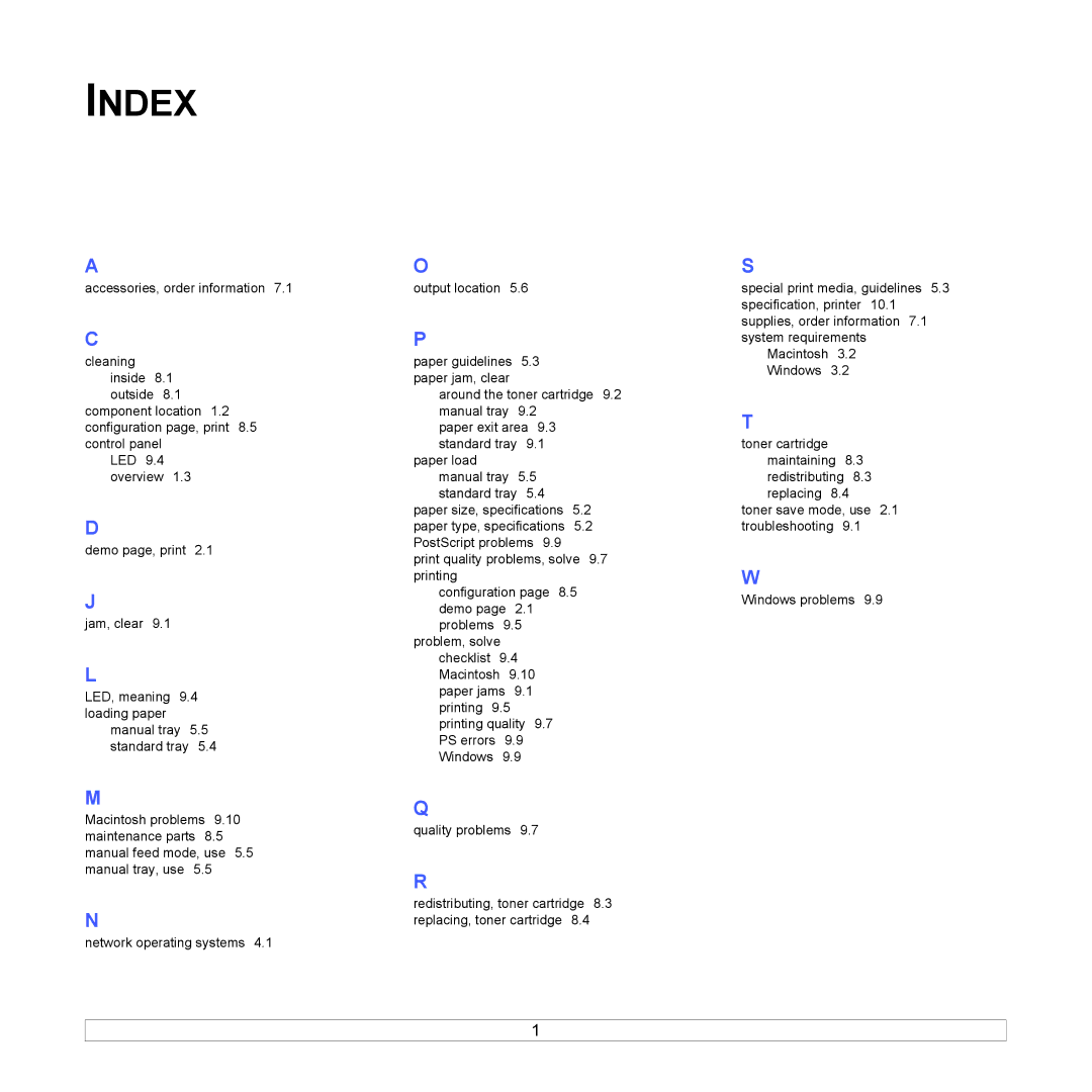 Xerox 3124 manual Index 