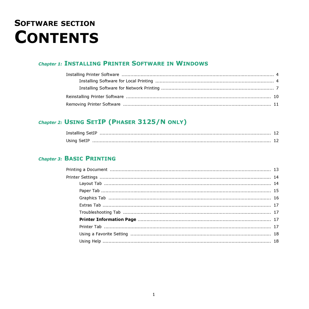 Xerox 3124 manual Contents 