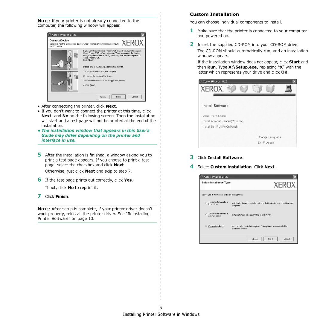 Xerox 3124 manual Custom Installation 