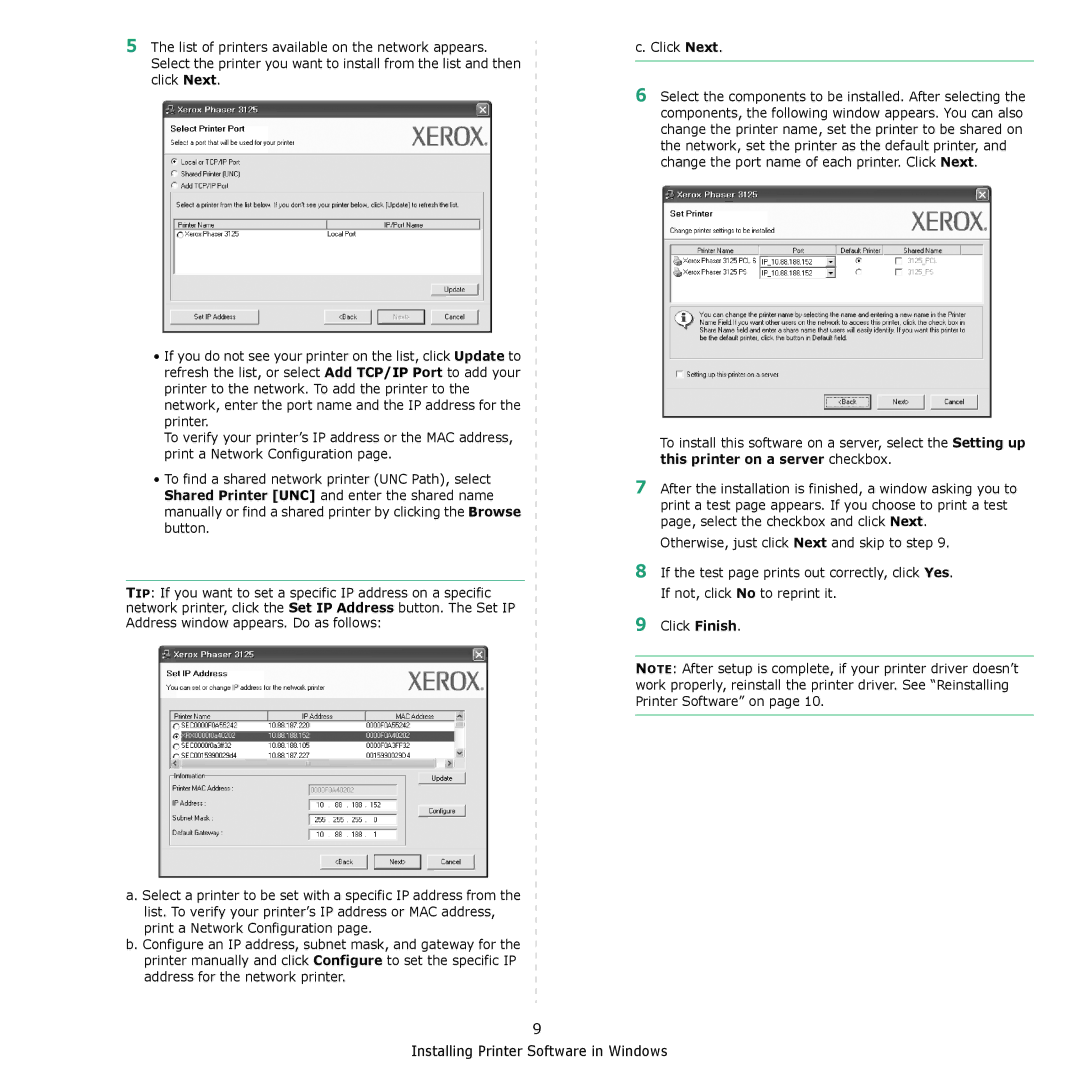 Xerox 3124 manual Installing Printer Software in Windows 