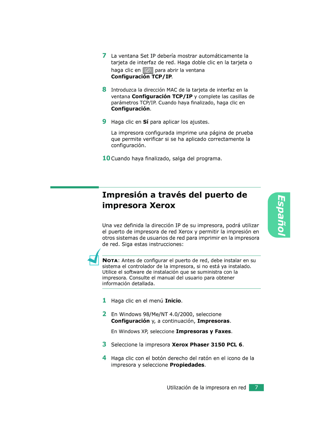 Xerox 3150 manual Español 