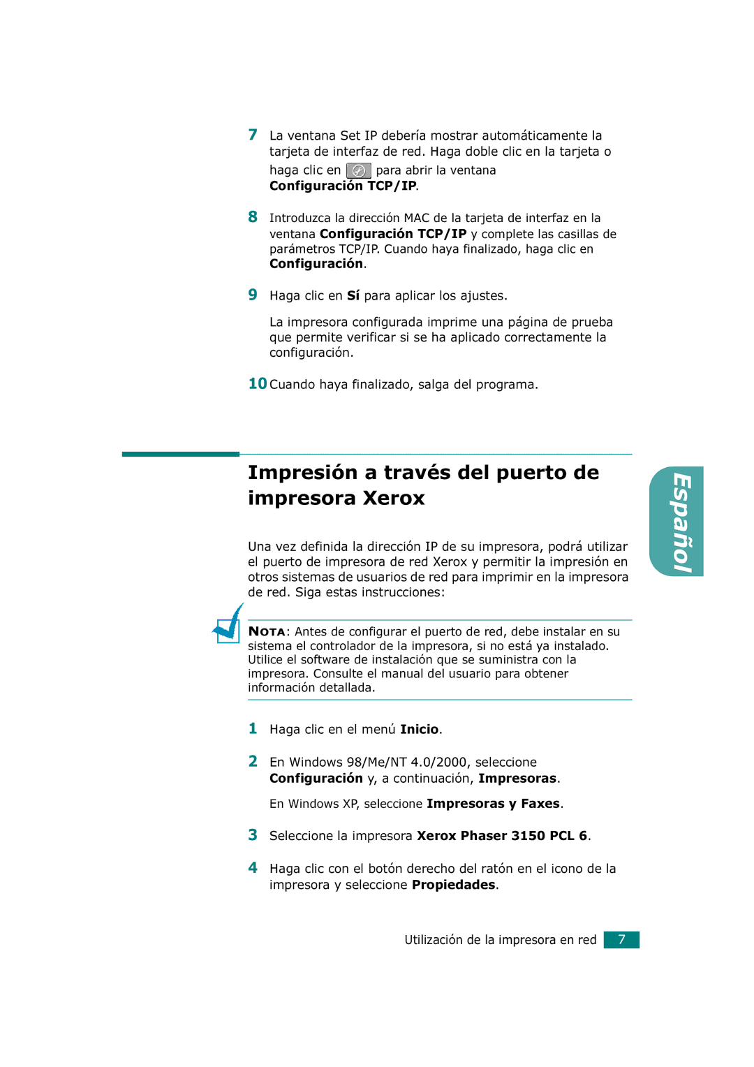 Xerox 3150 manual Español 