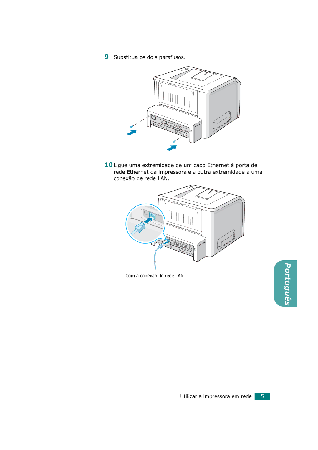 Xerox 3150 manual Com a conexão de rede LAN 